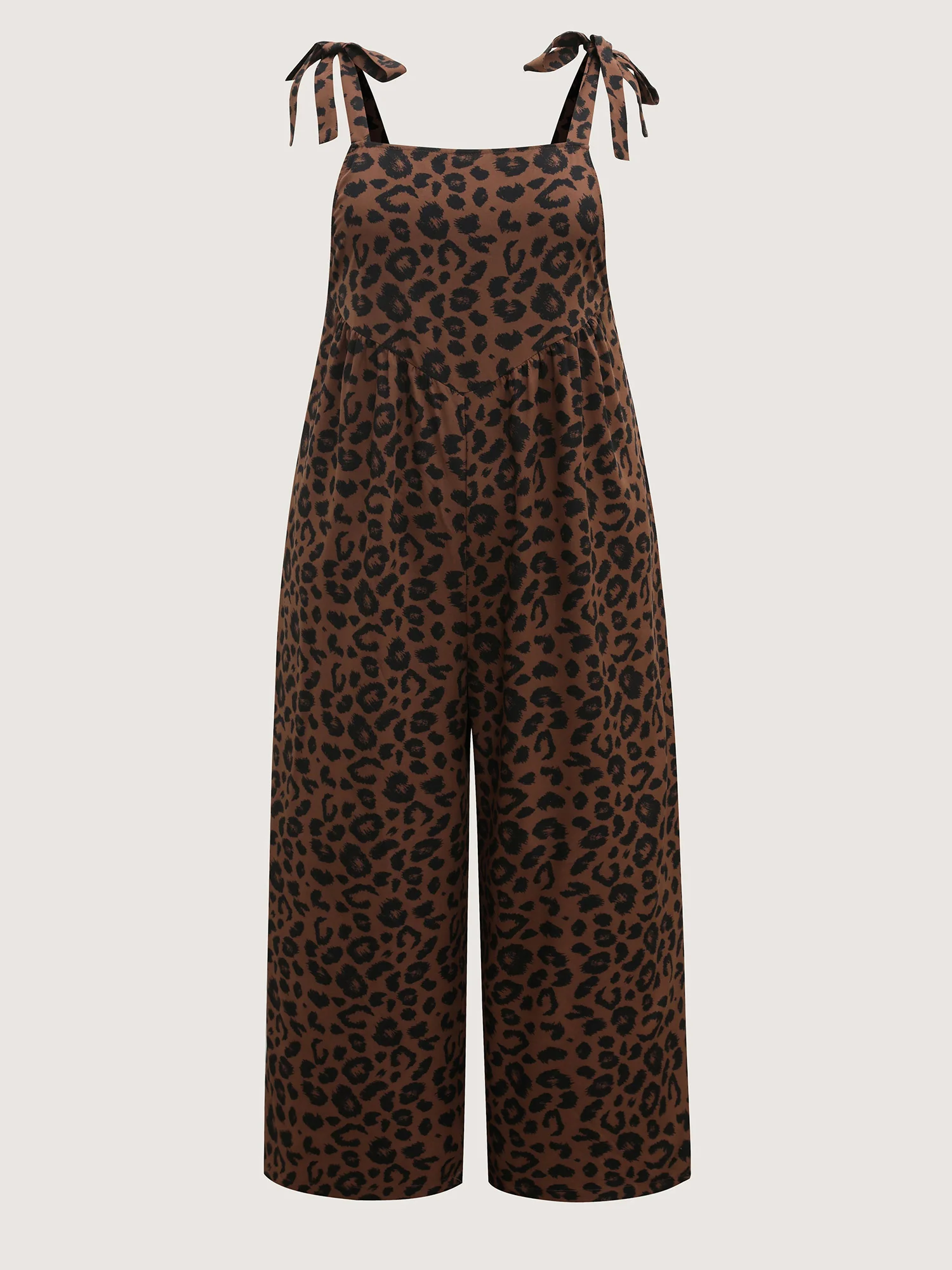 Leopard Print Shirred Shoulder Ties Jumpsuit - Image 7