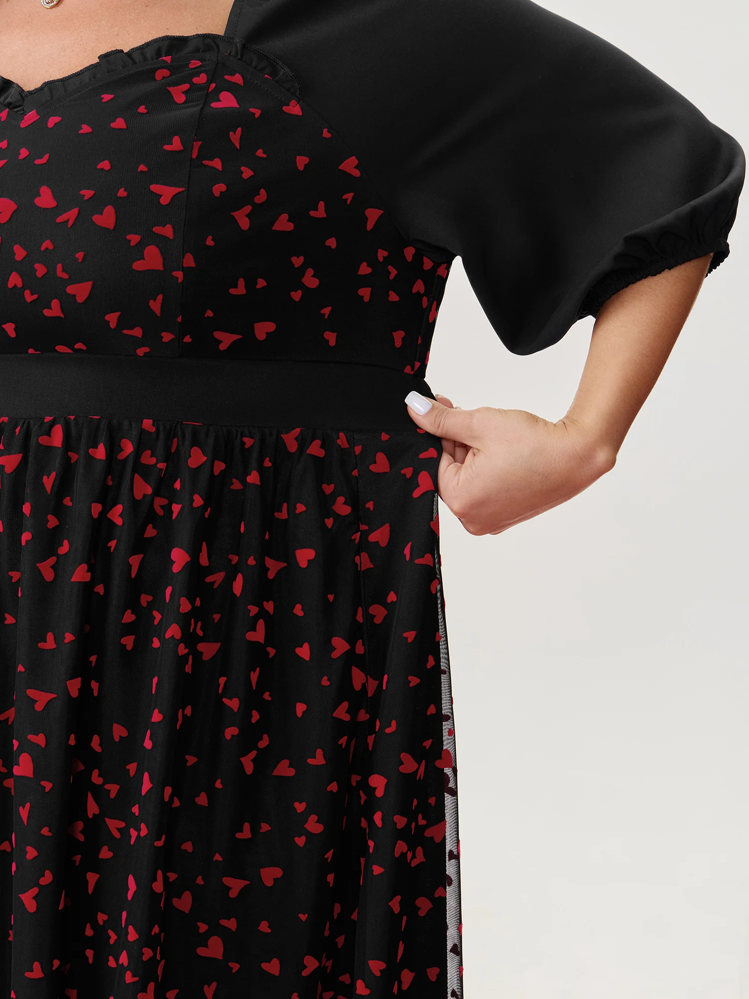 Love Flocked Mesh Shirred Waist Midi Dress - Image 5