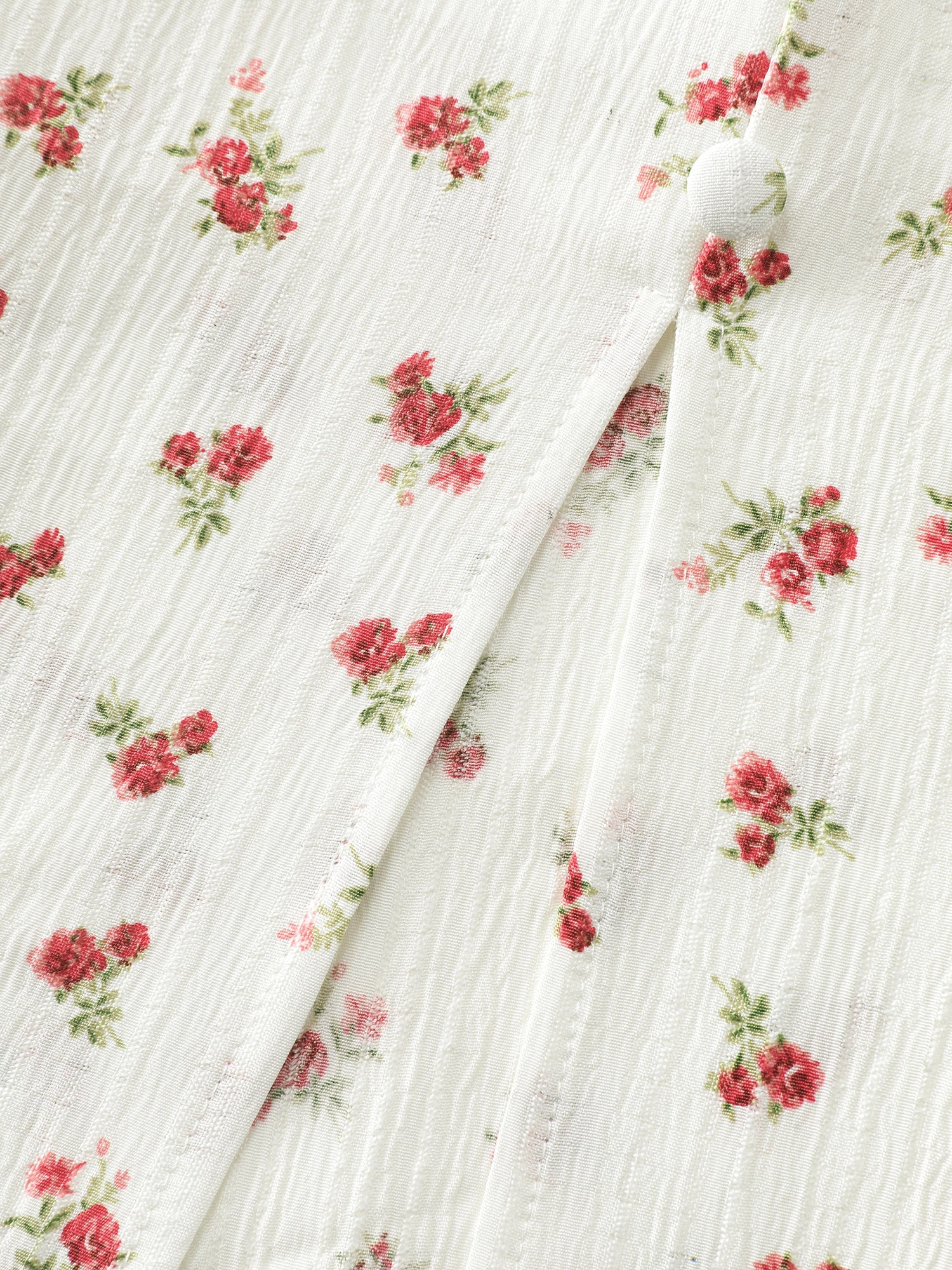 Micro Floral Print Button Placket Midi Dress - Image 7
