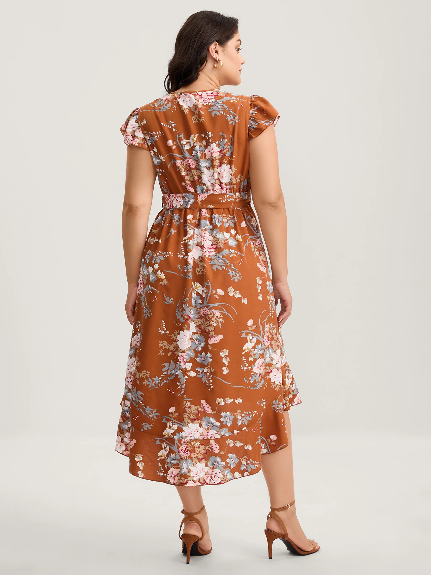 Midnight Blooms Wrap A-Line Midi Dress - Image 18