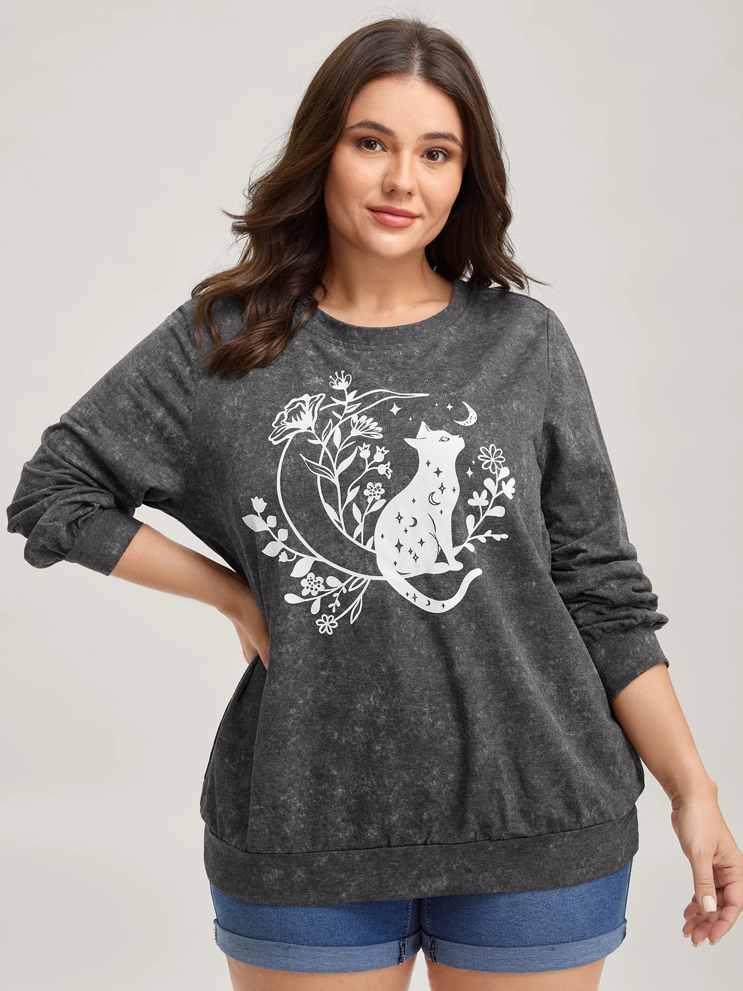 Midnight Cat Stretchy Solid Sweatshirt - Image 2