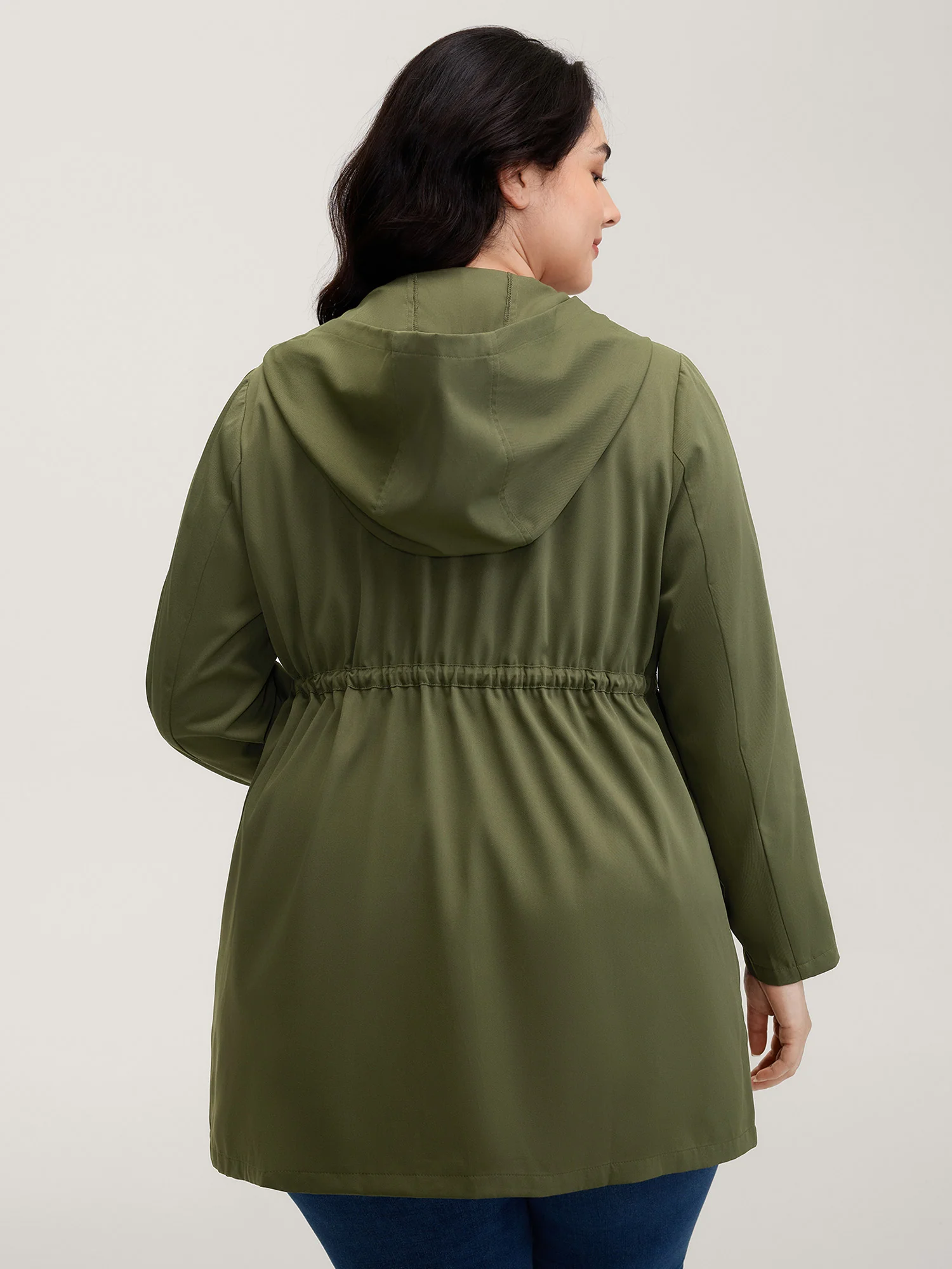 Parka Hooded Adjustable Waist Drawstring Jacket - Image 5