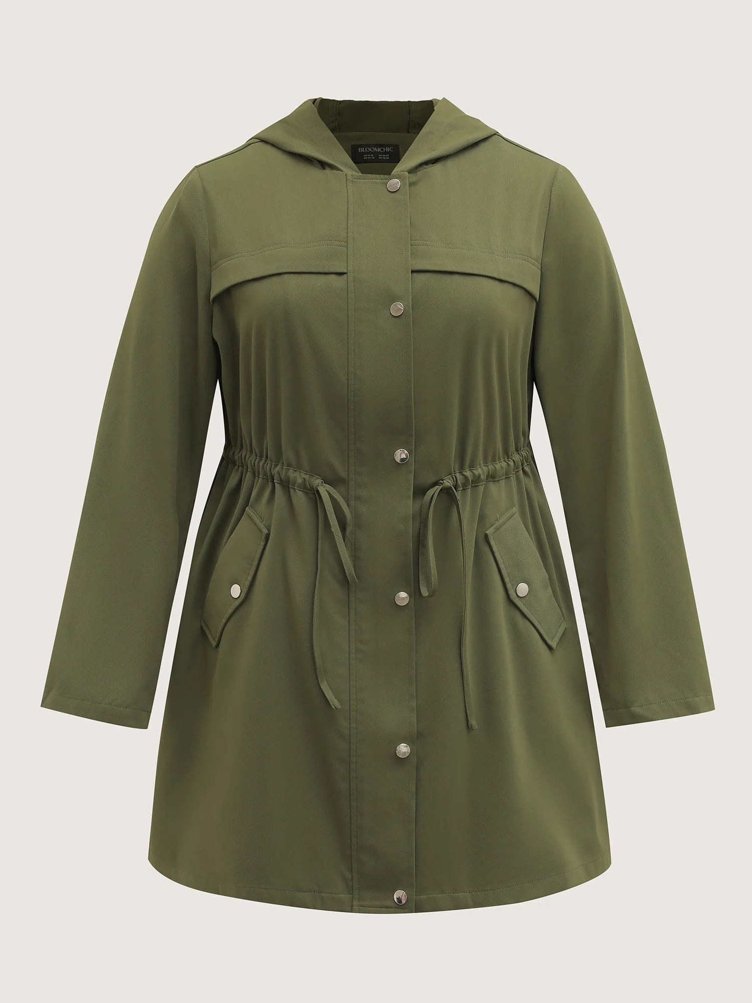 Parka Hooded Adjustable Waist Drawstring Jacket - Image 9