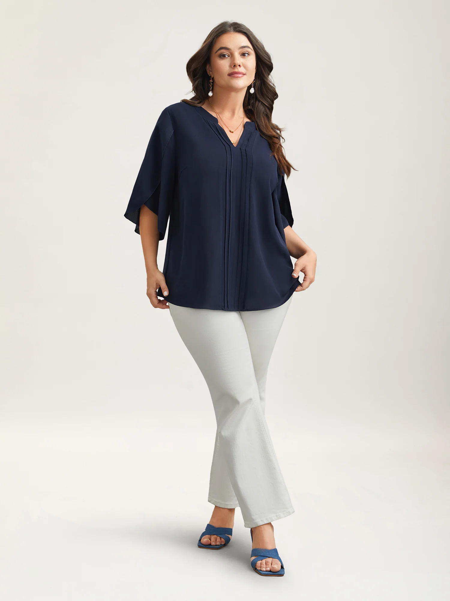 Petal Sleeve Toothpick Pleats Shirt - Image 7