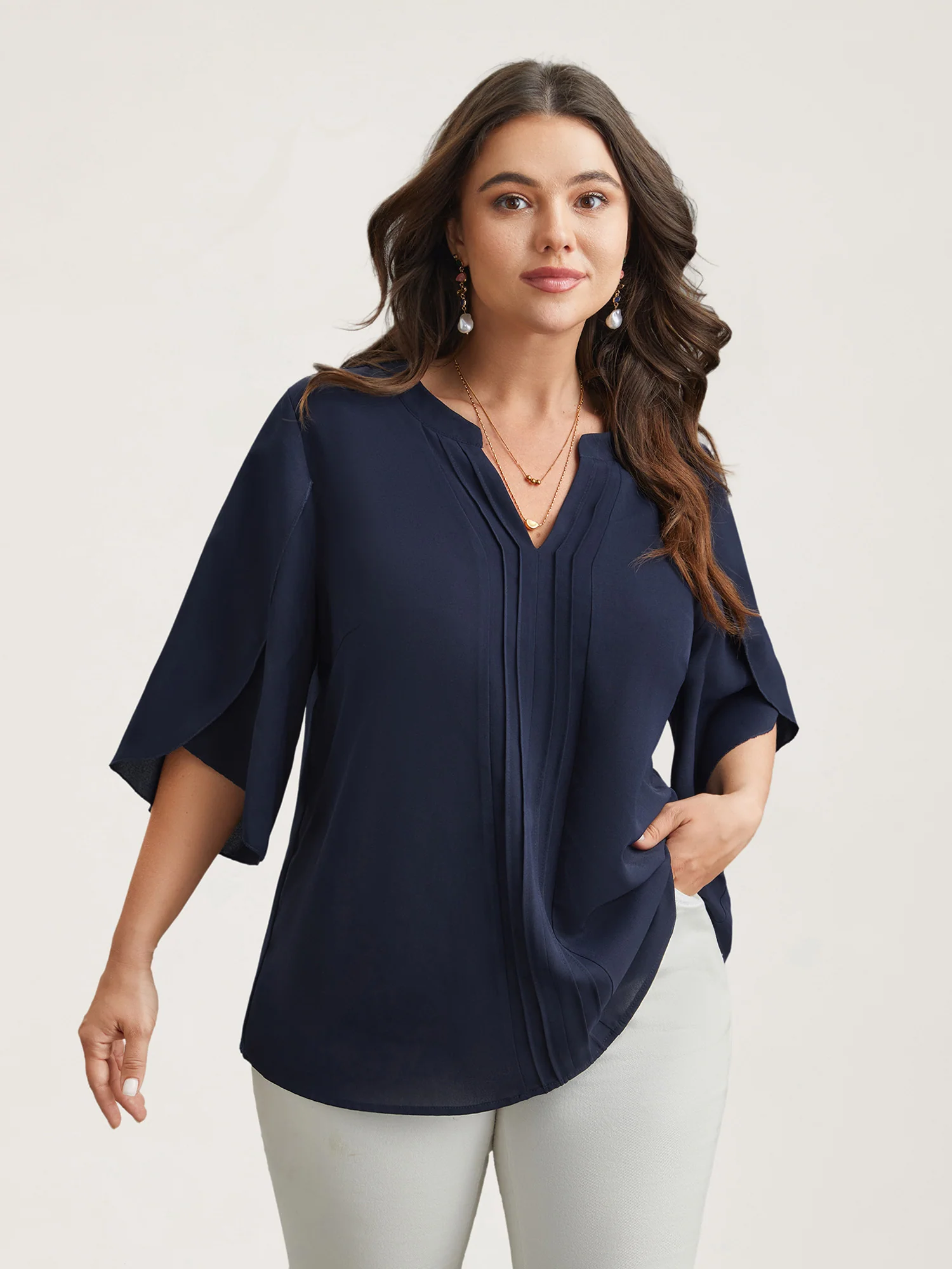 Petal Sleeve Toothpick Pleats Shirt - Image 9