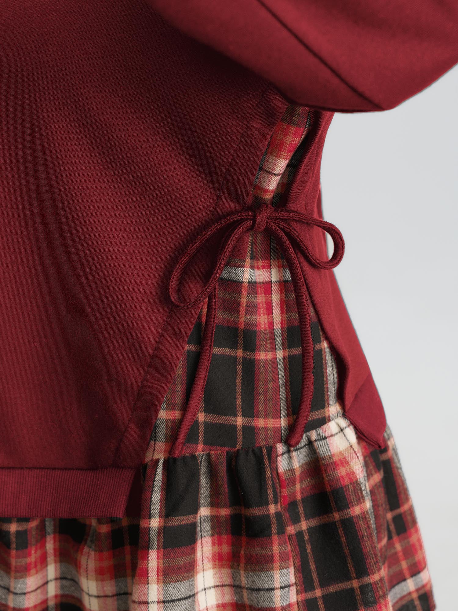 Plaid Pattern Layered Stretchy Sweatshirt - Image 20