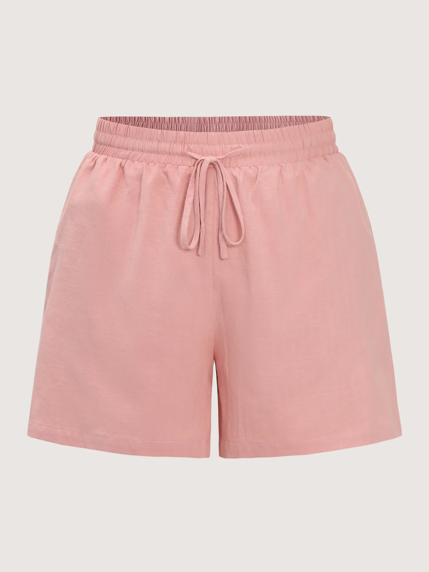 Plain Drawstring Elastic Waist Pockets Shorts - Image 8
