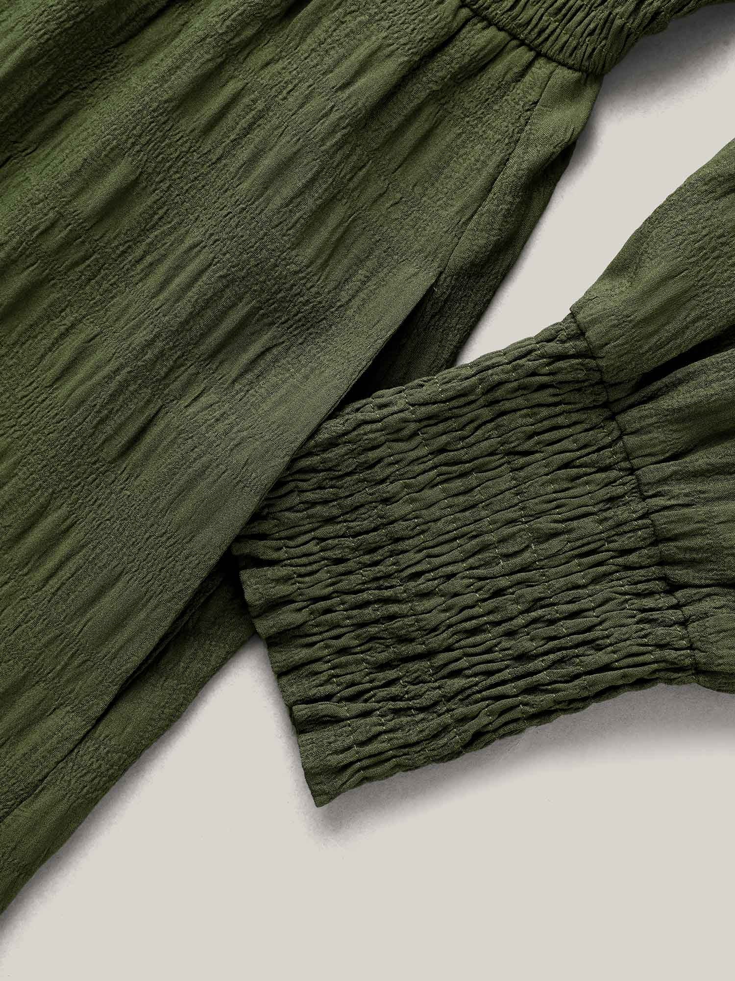 Plain Textured Shirred Midi Dress - Image 21