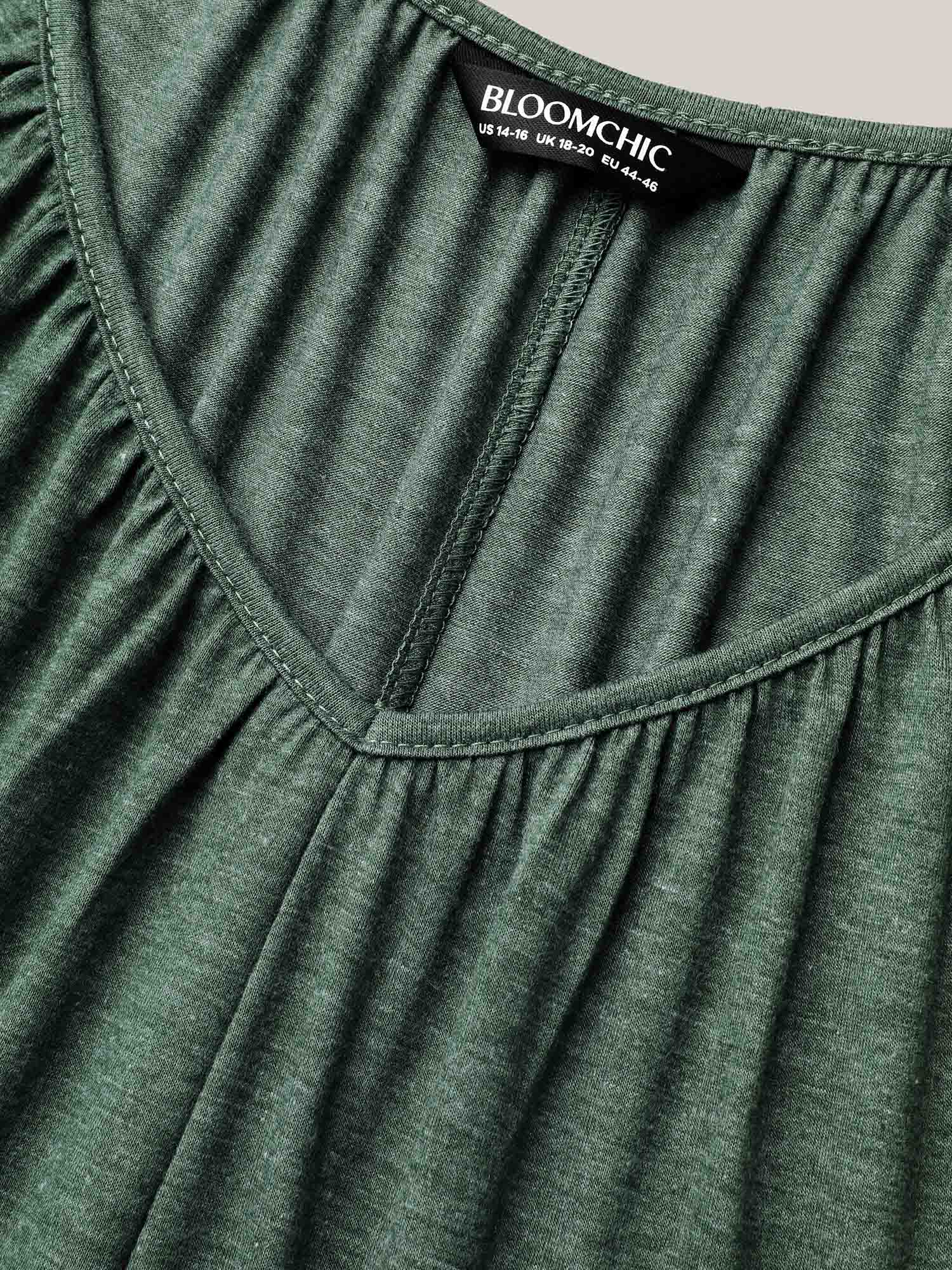 Pleated Plain Half-Sleeve Knit Top - Image 6