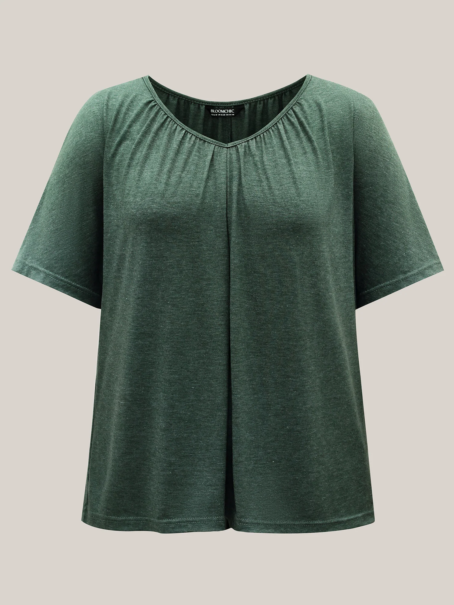 Pleated Plain Half-Sleeve Knit Top - Image 8