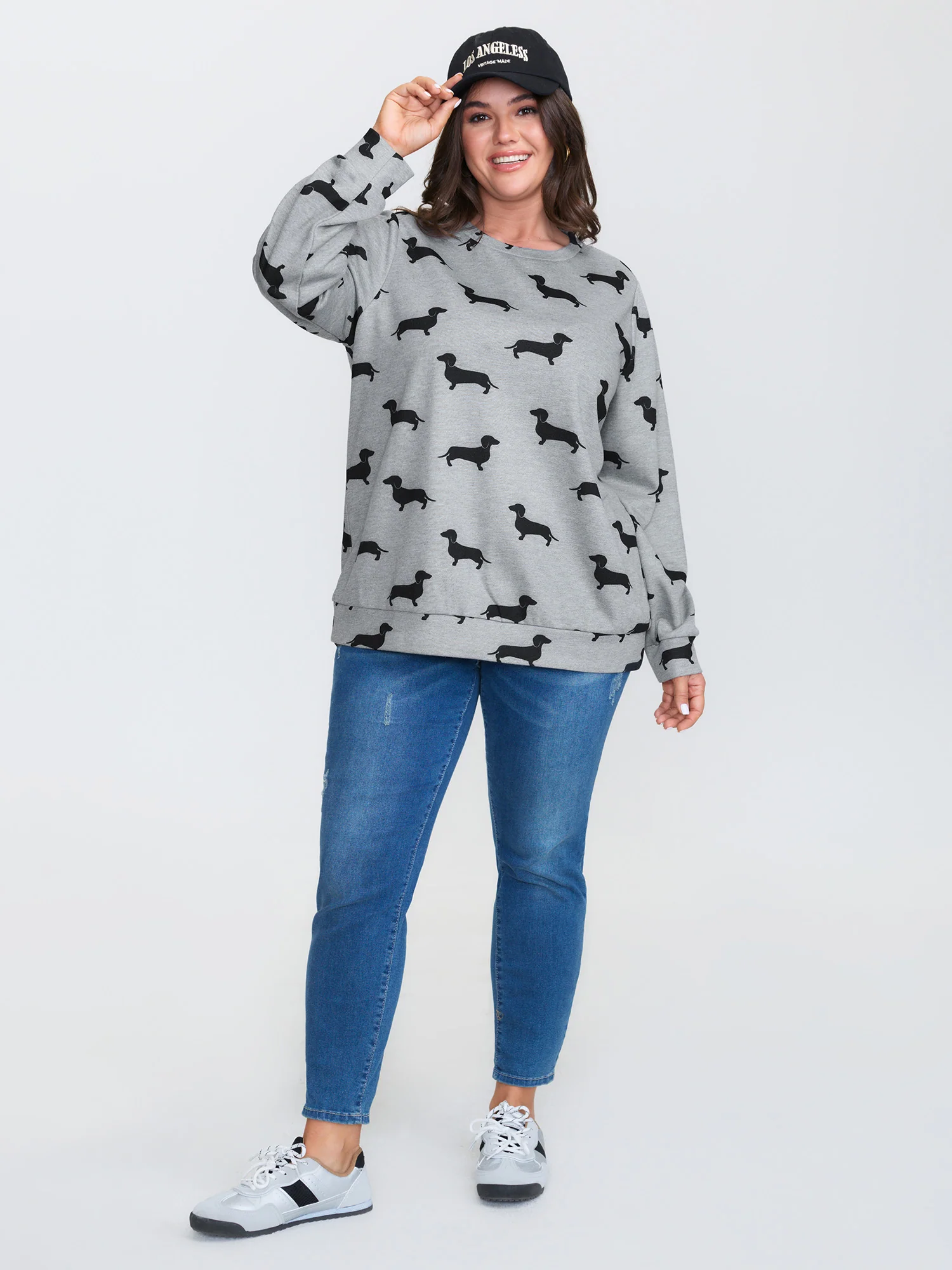 Puppy Print Round Neck Sweatshirt - Image 3