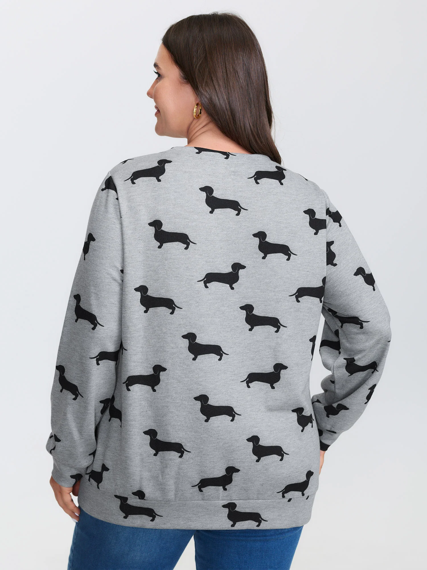 Puppy Print Round Neck Sweatshirt - Image 4