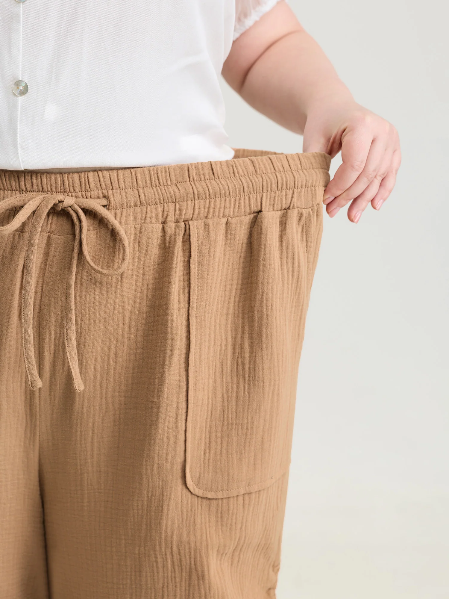 Pure Cotton Drawstring Split Side Pants - Image 4