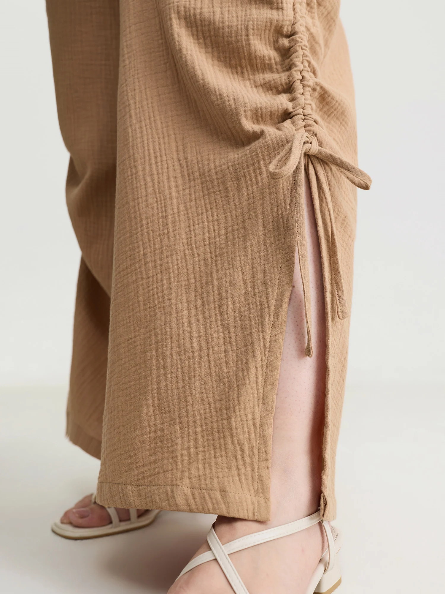 Pure Cotton Drawstring Split Side Pants - Image 5
