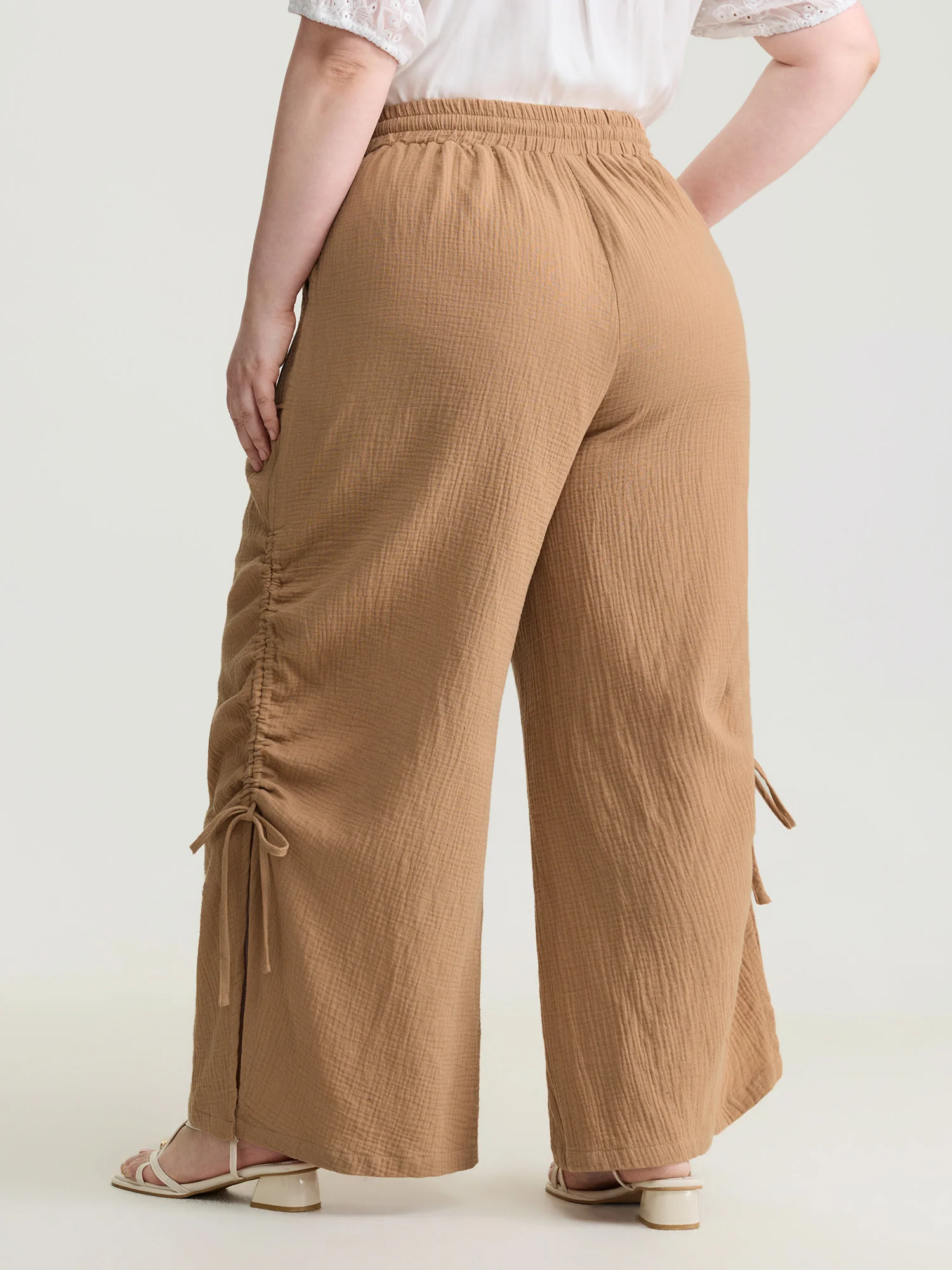 Pure Cotton Drawstring Split Side Pants - Image 6