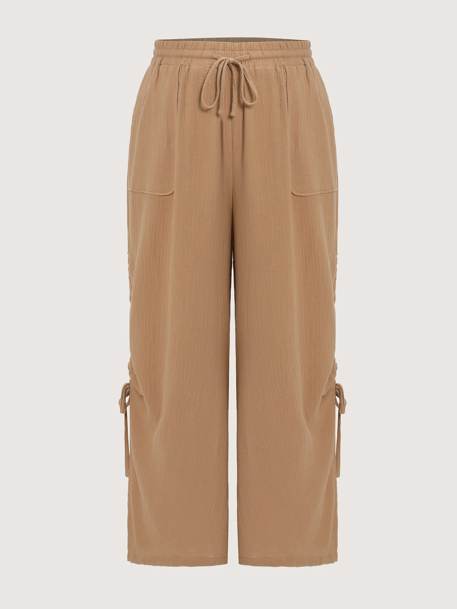 Pure Cotton Drawstring Split Side Pants - Image 9