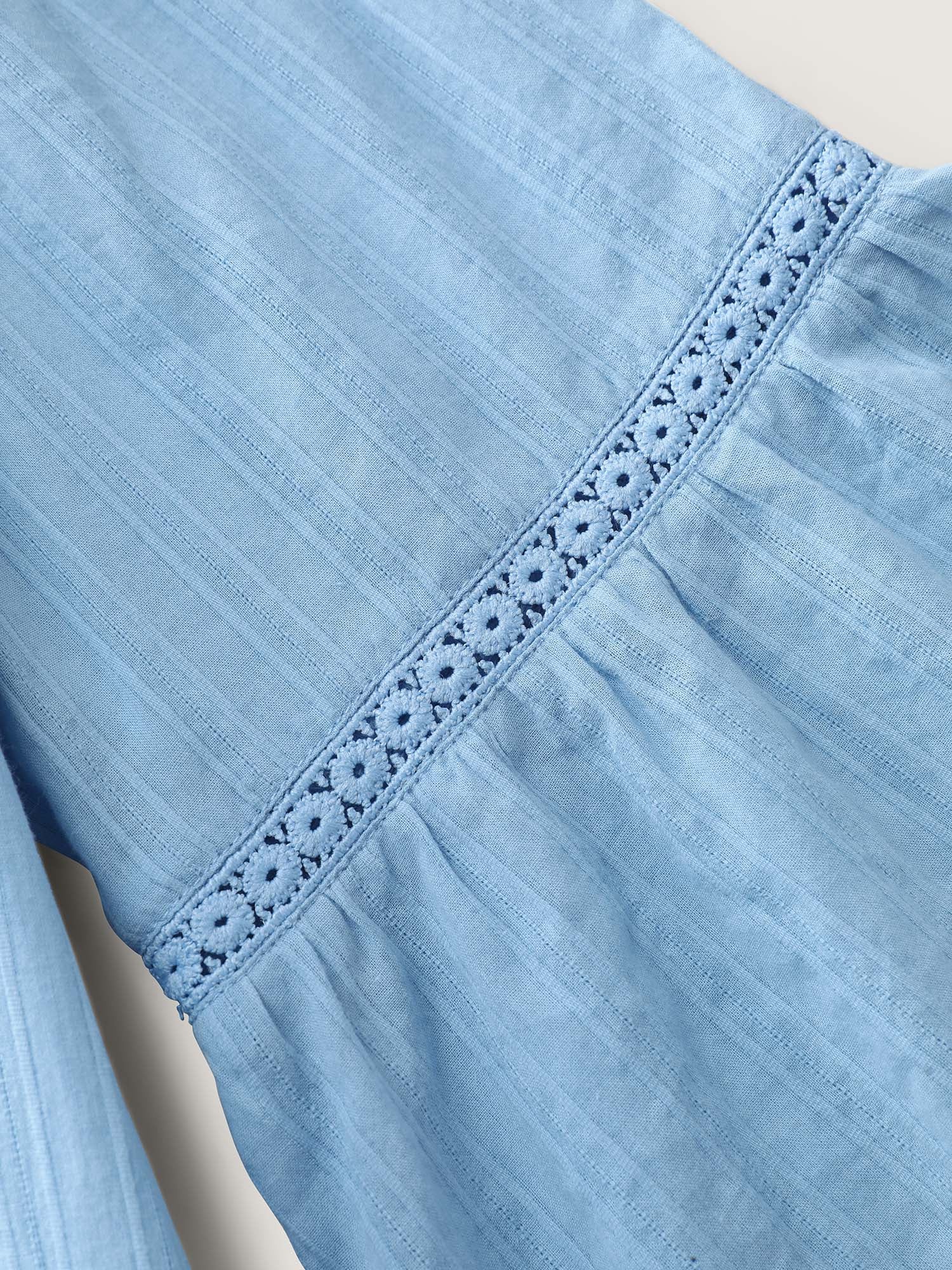 Pure Cotton Lace Trim Tiered Midi Dress - Image 5