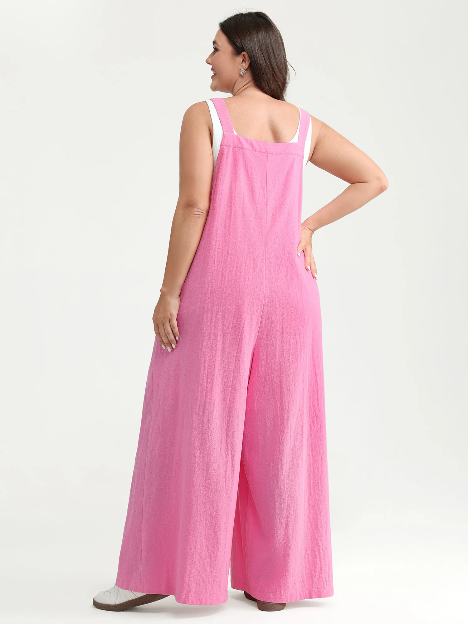 Pure Cotton Plain Adjustable Overall Jumpsuit - Image 4