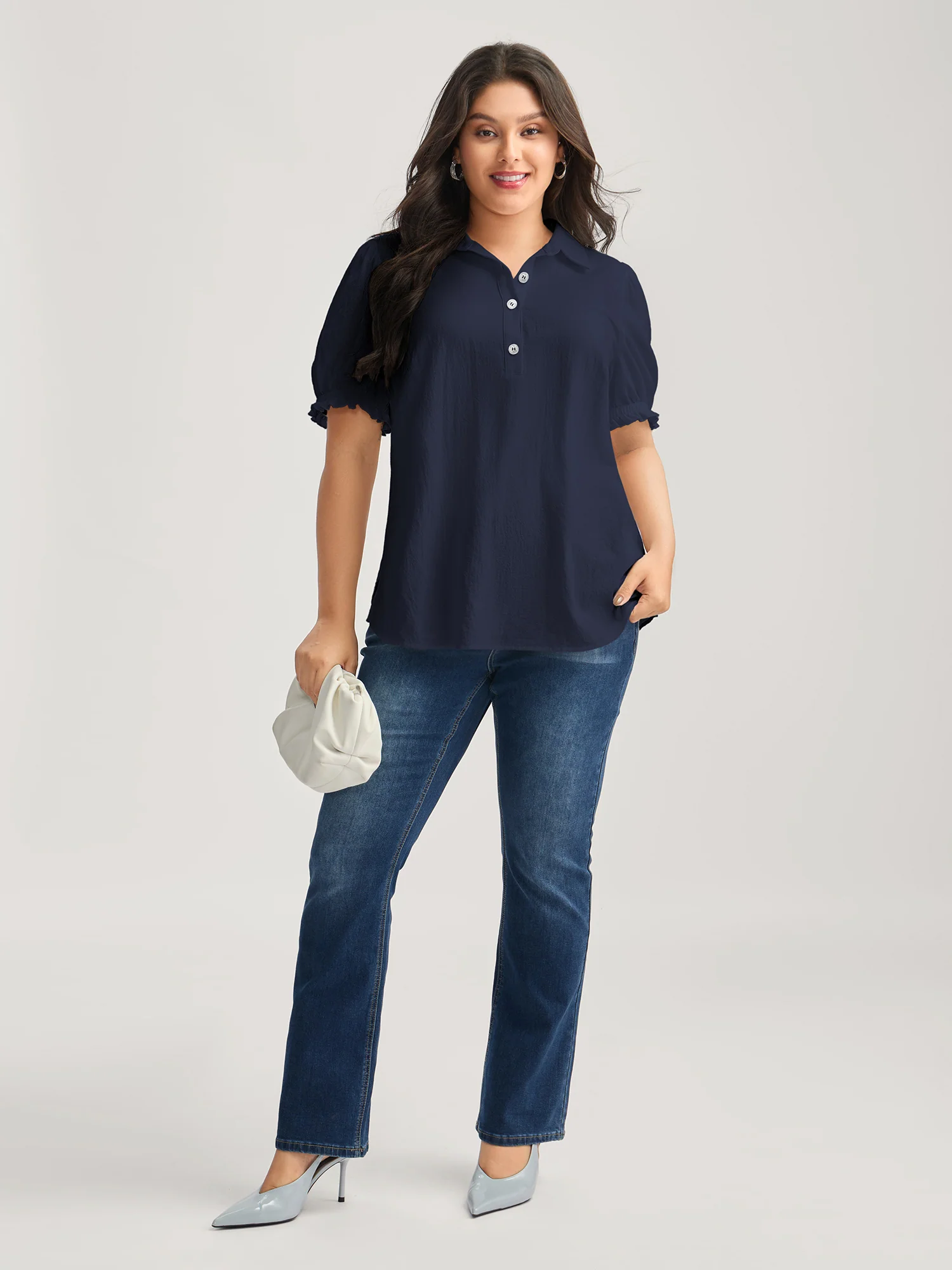 Pure Cotton Ruffled Puffy Sleeve Blouse - Image 3