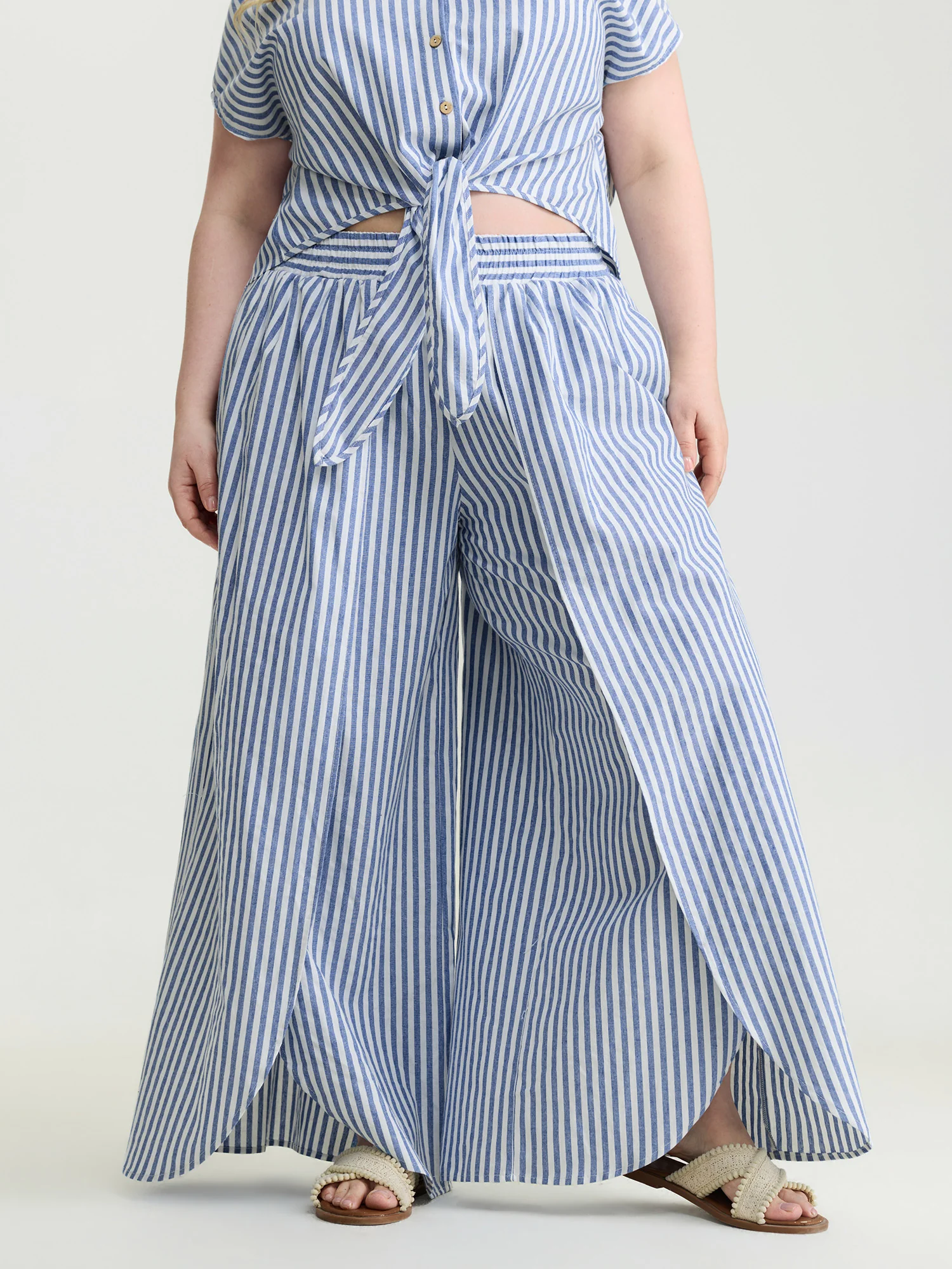 Pure Cotton Striped Petal Hem Two-Piece Set - Image 7