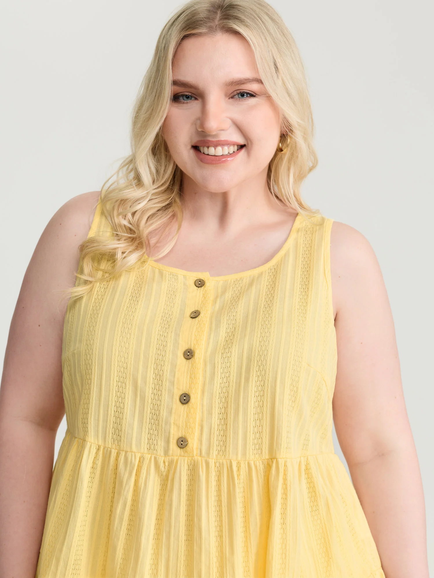 Pure Cotton Textured Tiered Tank Top - Image 2