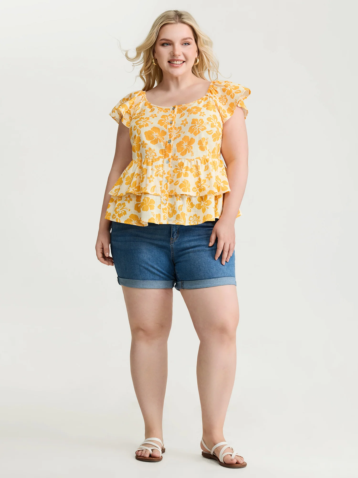 Pure Cotton Vibrant Floral Layered Blouse - Image 3