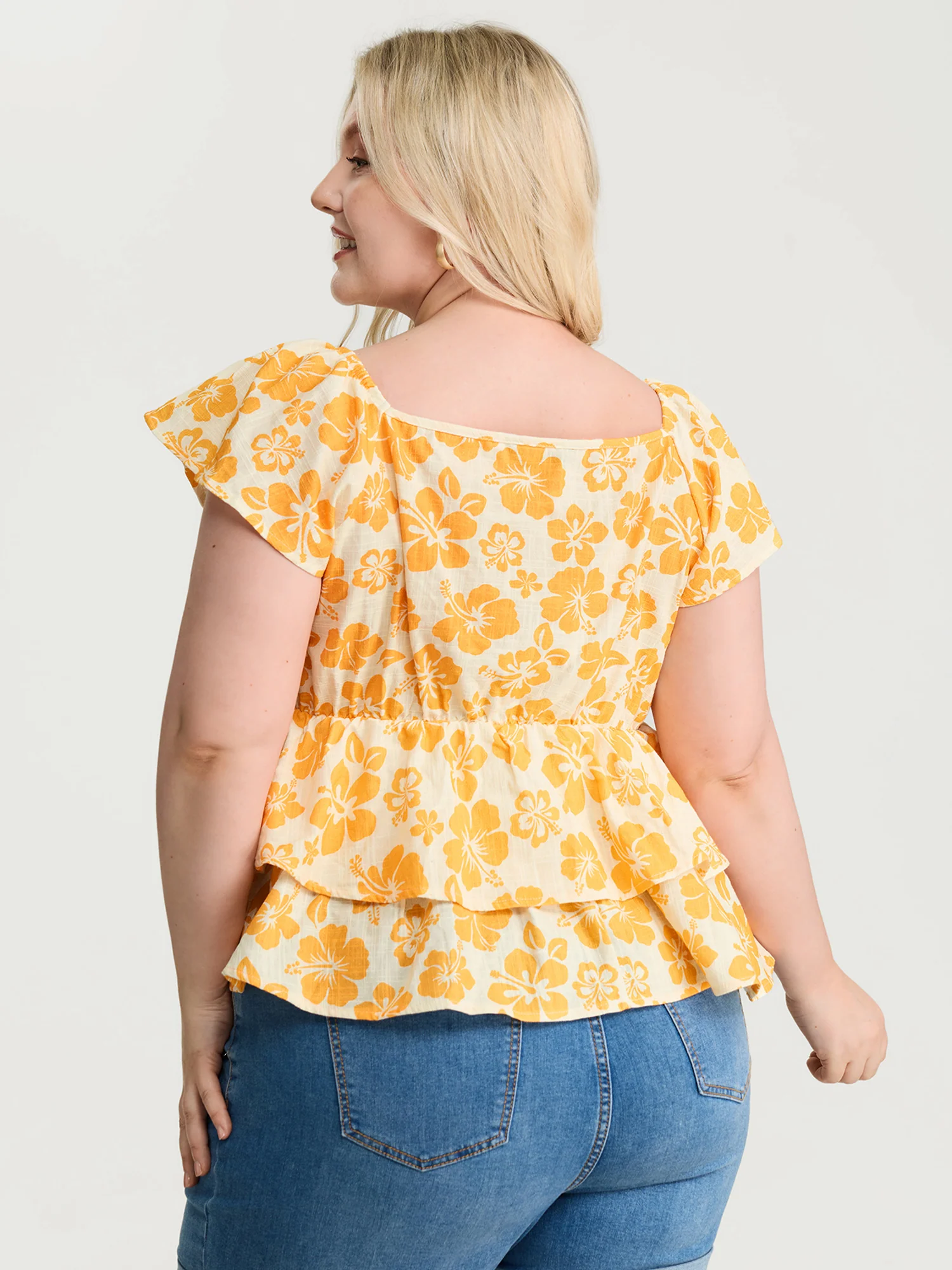 Pure Cotton Vibrant Floral Layered Blouse - Image 4