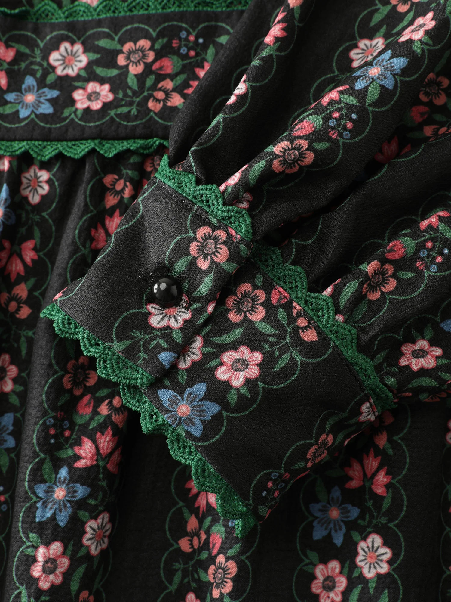 Retro Floral Stripe Tiered Midi Dress - Image 7