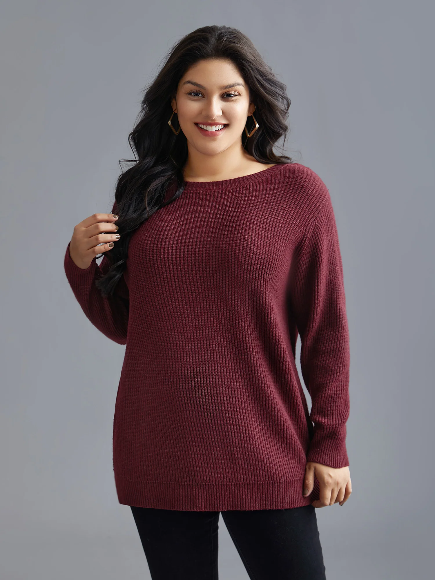 Round Neck Texture Back Bowknot Pullover - Image 10