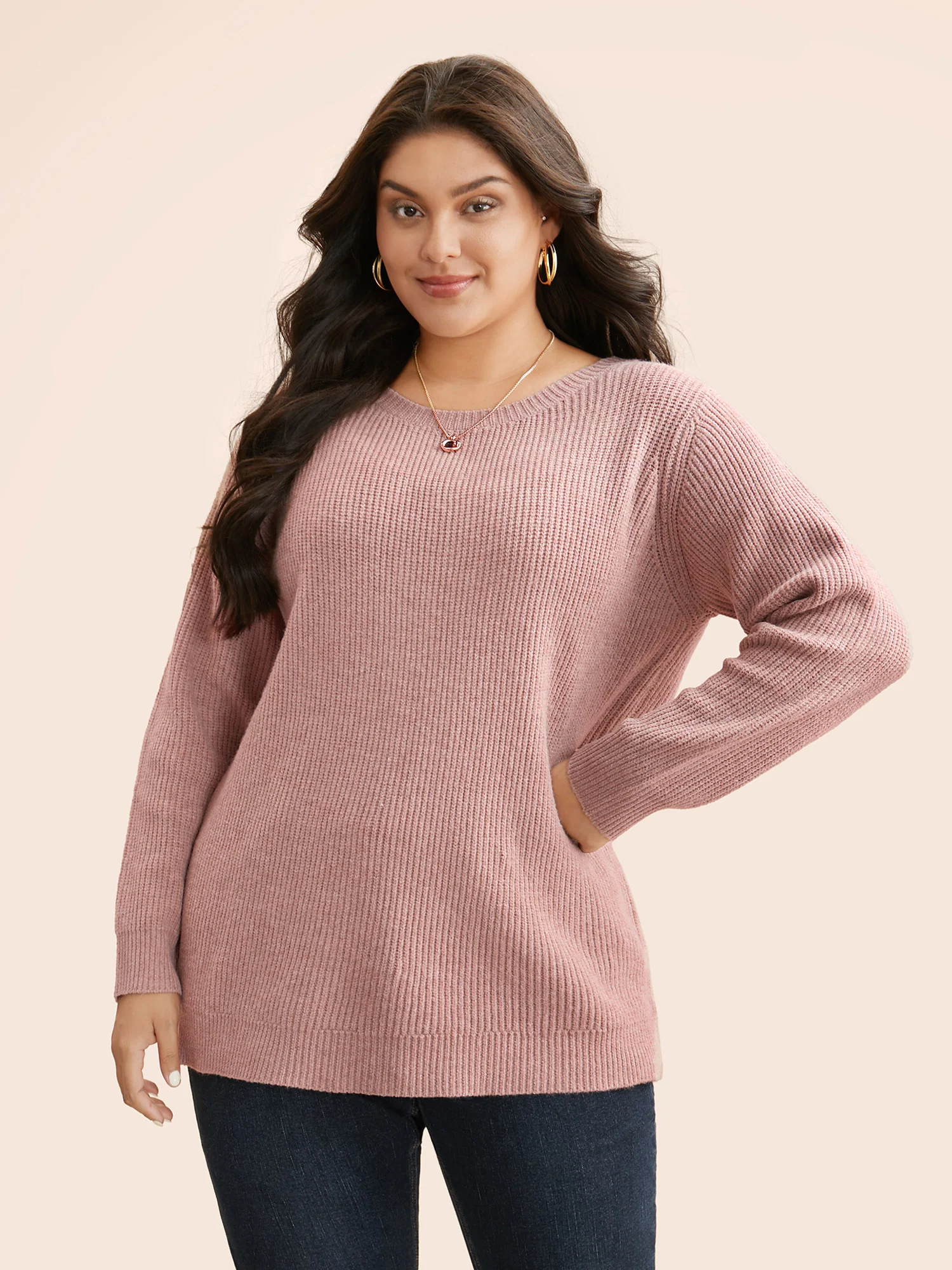 Round Neck Texture Back Bowknot Pullover - Image 2