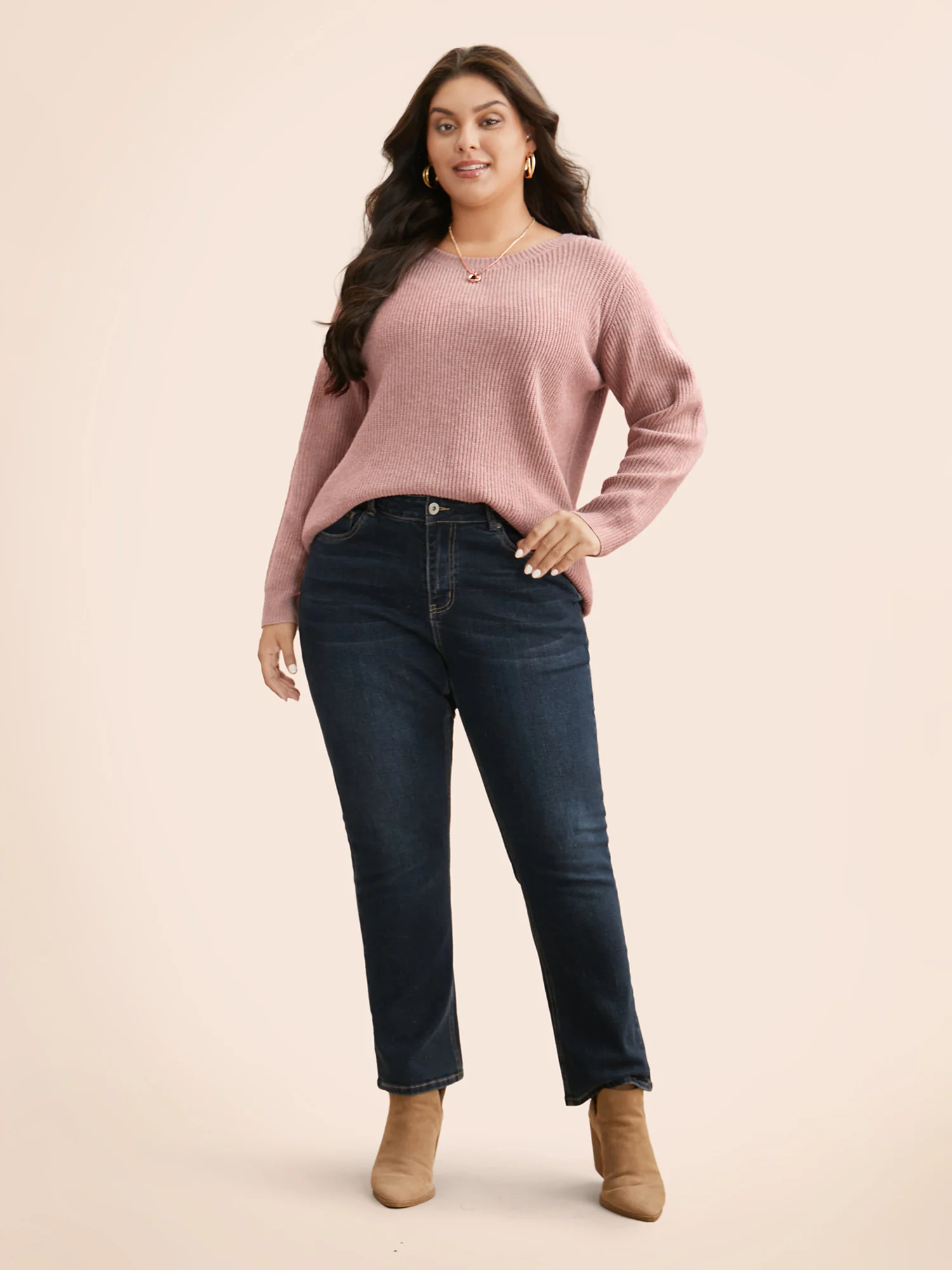 Round Neck Texture Back Bowknot Pullover - Image 4