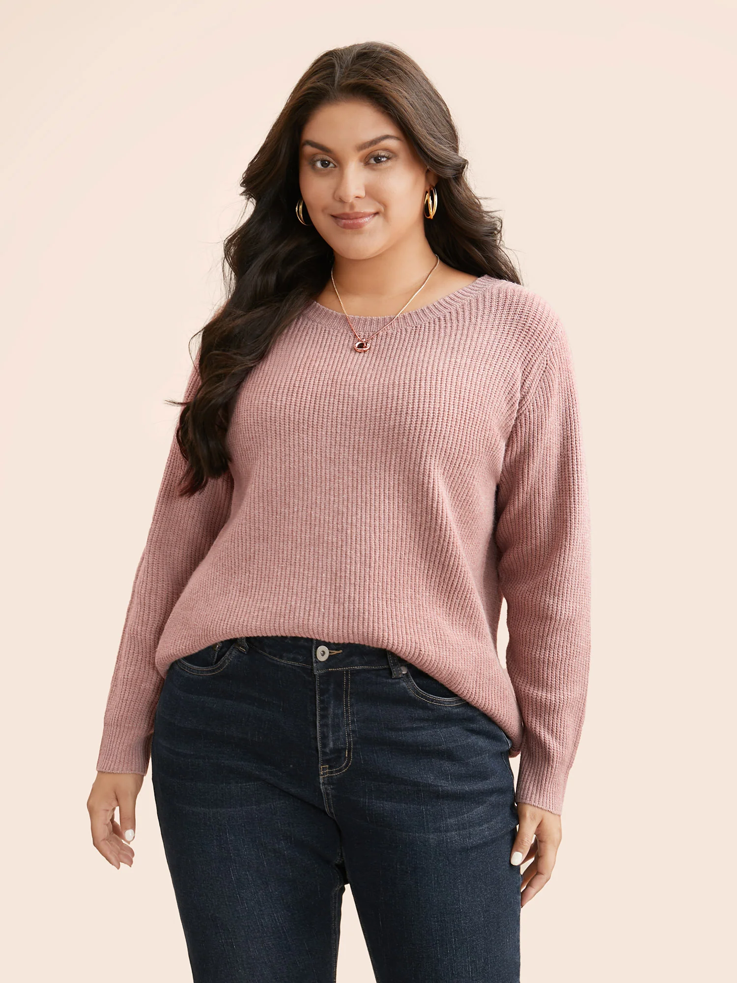 Round Neck Texture Back Bowknot Pullover - Image 5