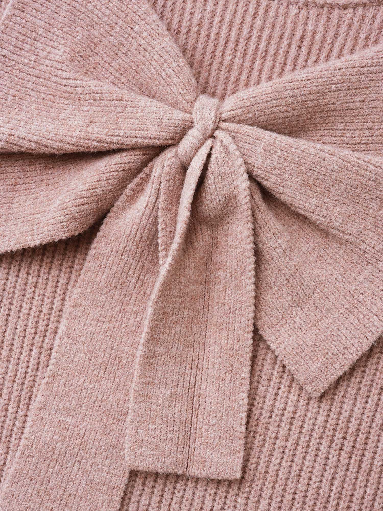 Round Neck Texture Back Bowknot Pullover - Image 6