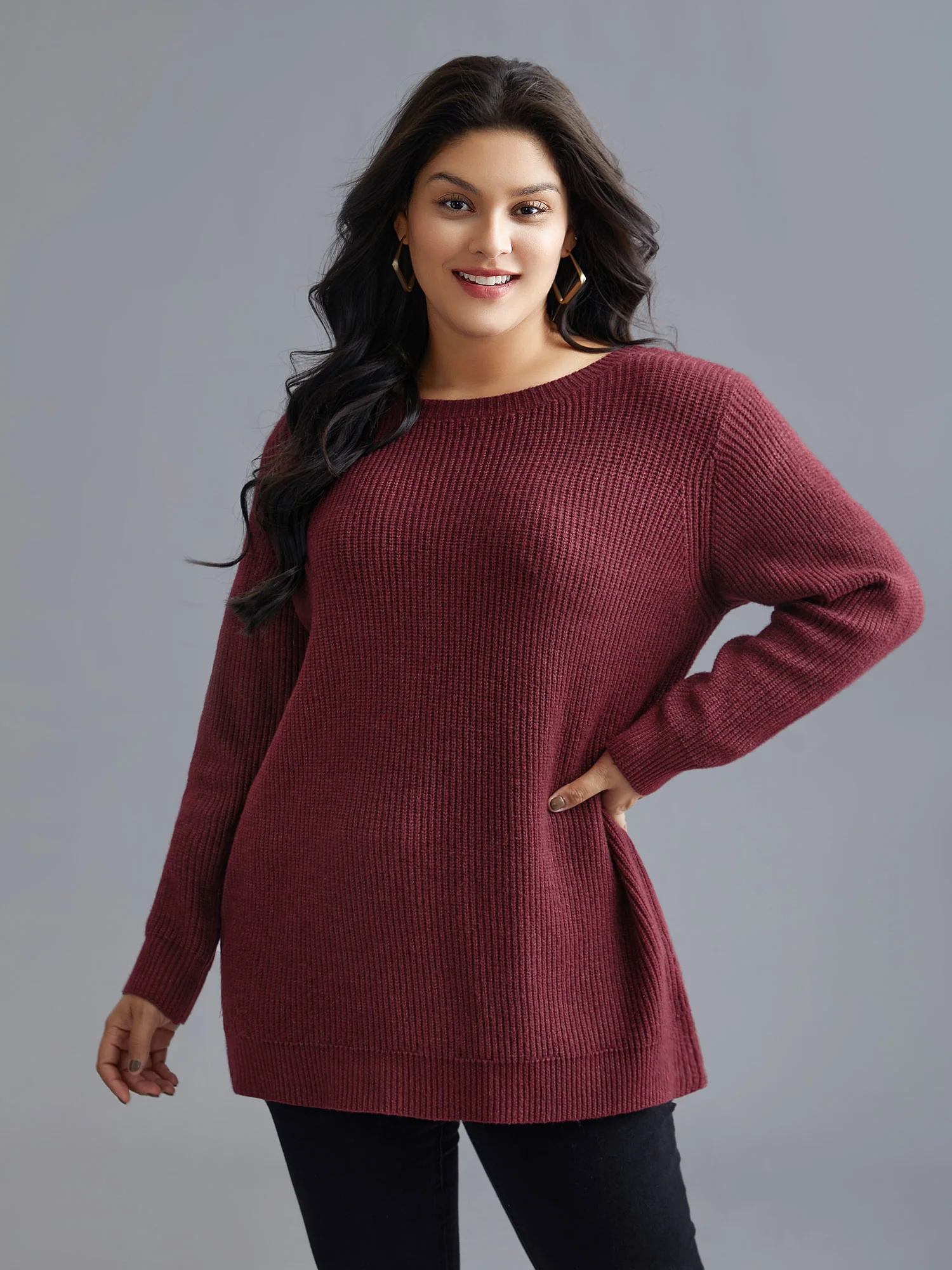 Round Neck Texture Back Bowknot Pullover - Image 9