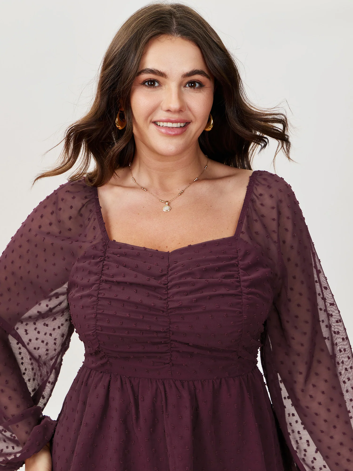 Ruched Textured Shirred Back Blouse - Image 3