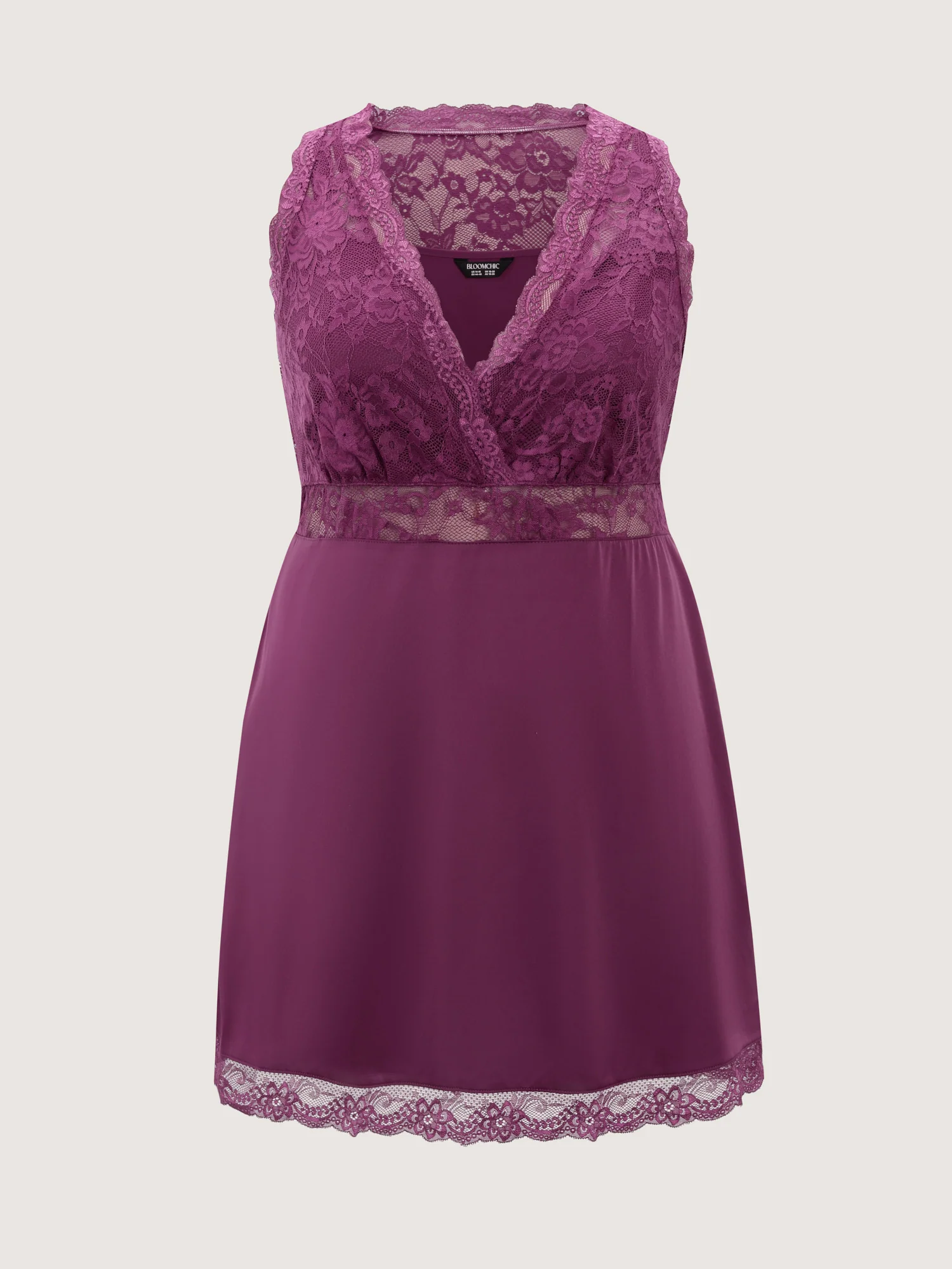 Satin Sheer Lace Surplice Neckline Nightgown - Image 7