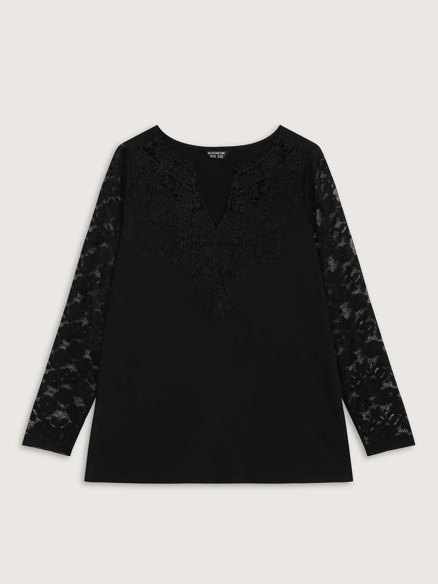 Sheer Lace Fitted Solid T-Shirt - Image 7