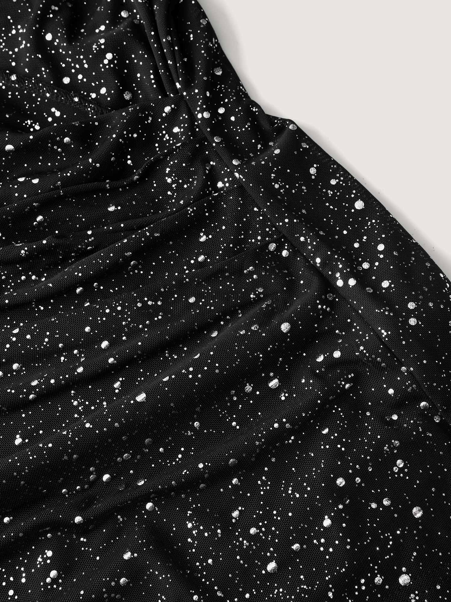 Shimmery Wrap Neck Sheer Sleeve T-Shirt - Image 5