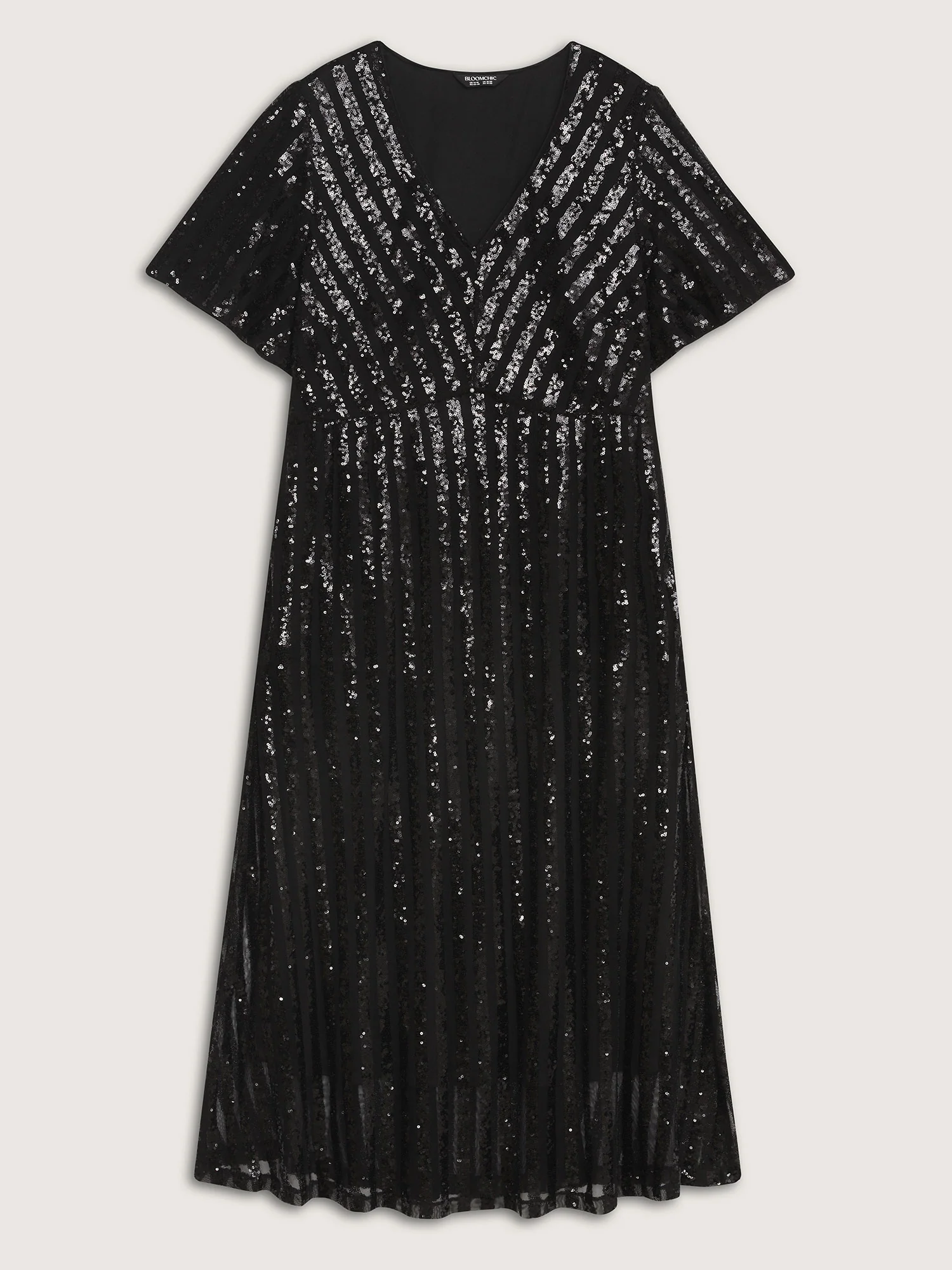 Shimmery Sequin V-Neck Midi Dress - Image 7