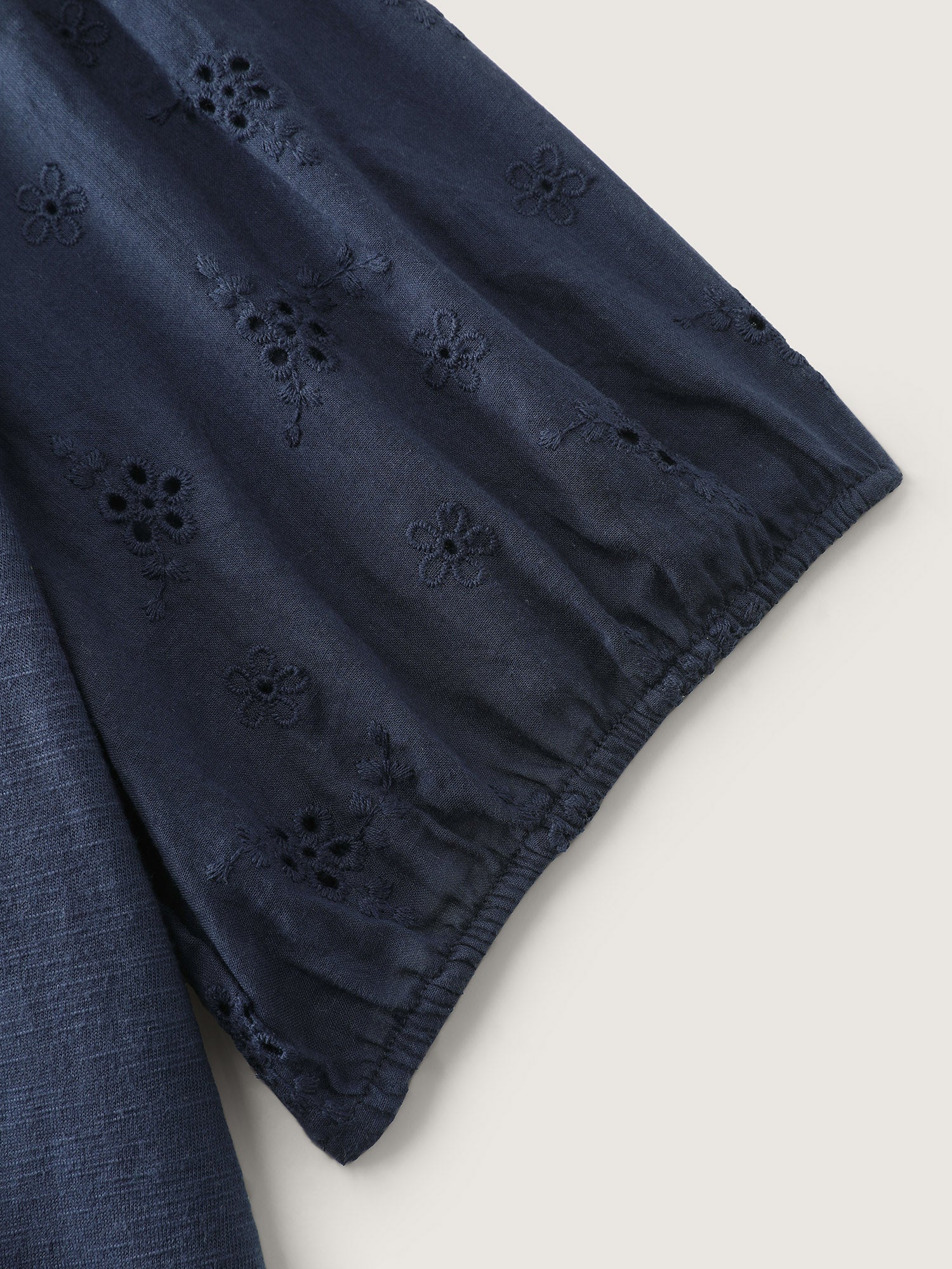 Cotton Slub Textured Embroidered Knit Top - Image 6