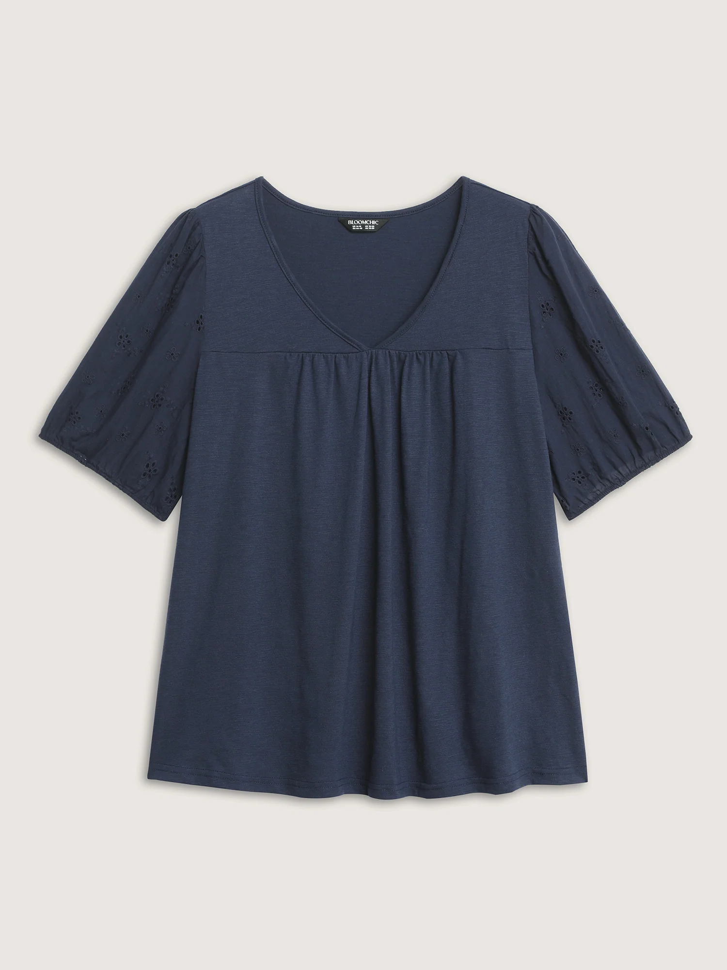 Cotton Slub Textured Embroidered Knit Top - Image 7