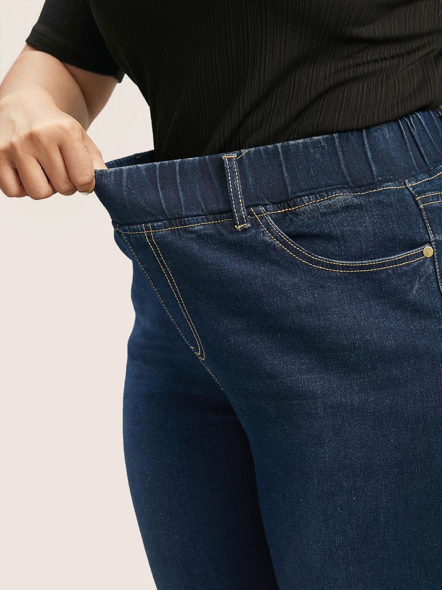Pull-On Stretchy Waist Straight-Leg Jeans - Image 5