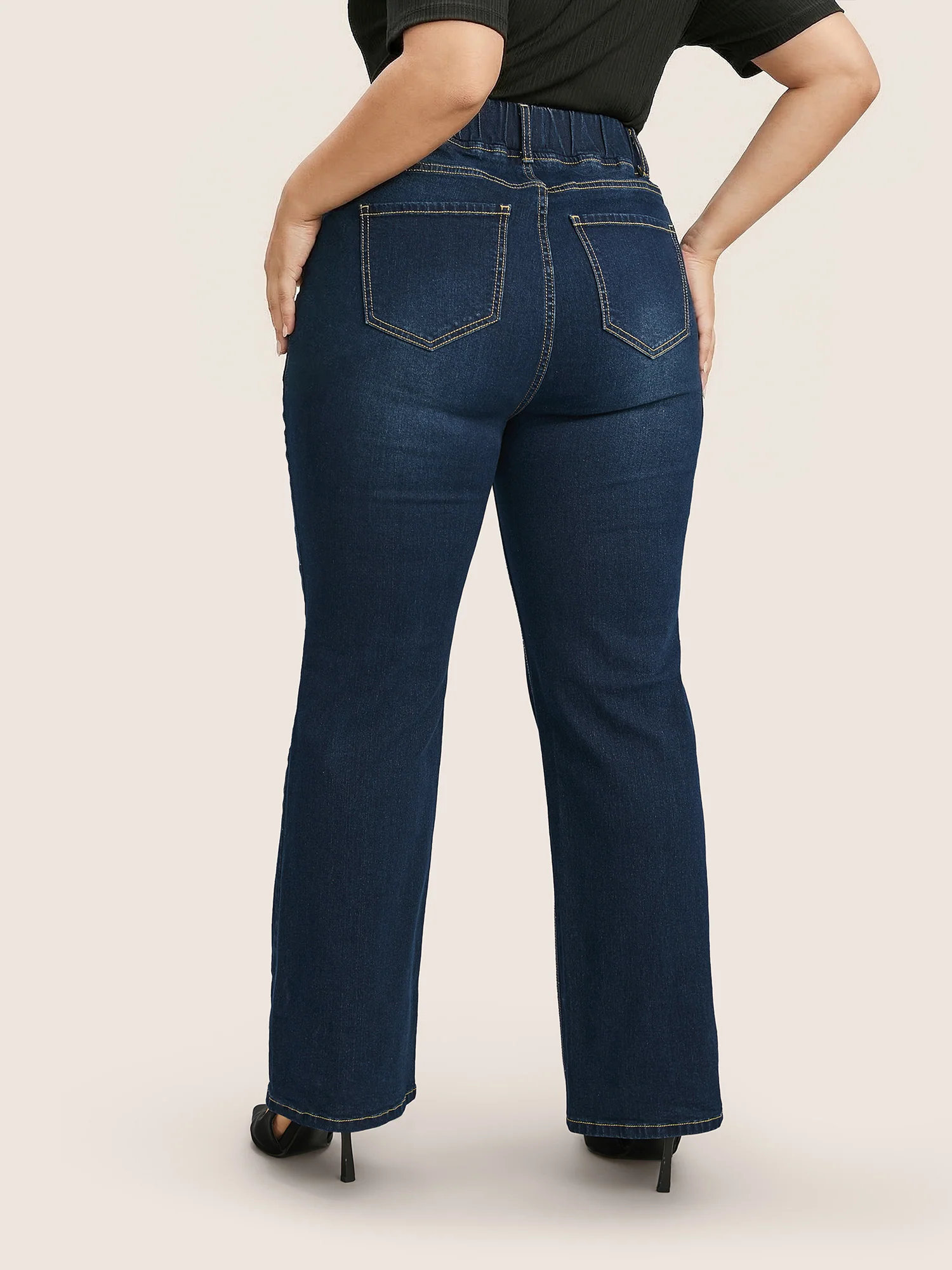 Pull-On Stretchy Waist Straight-Leg Jeans - Image 6
