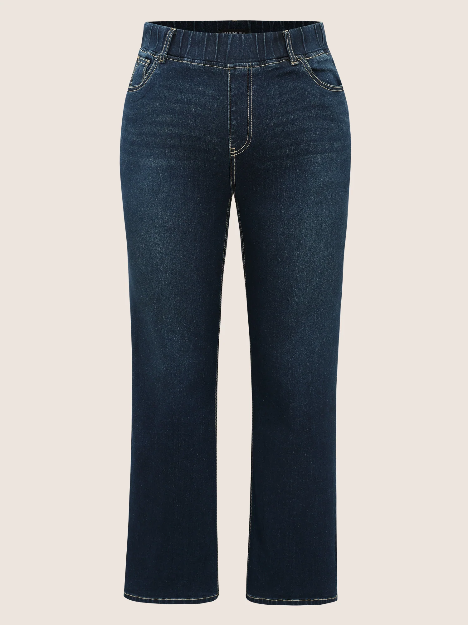 Pull-On Stretchy Waist Straight-Leg Jeans - Image 8