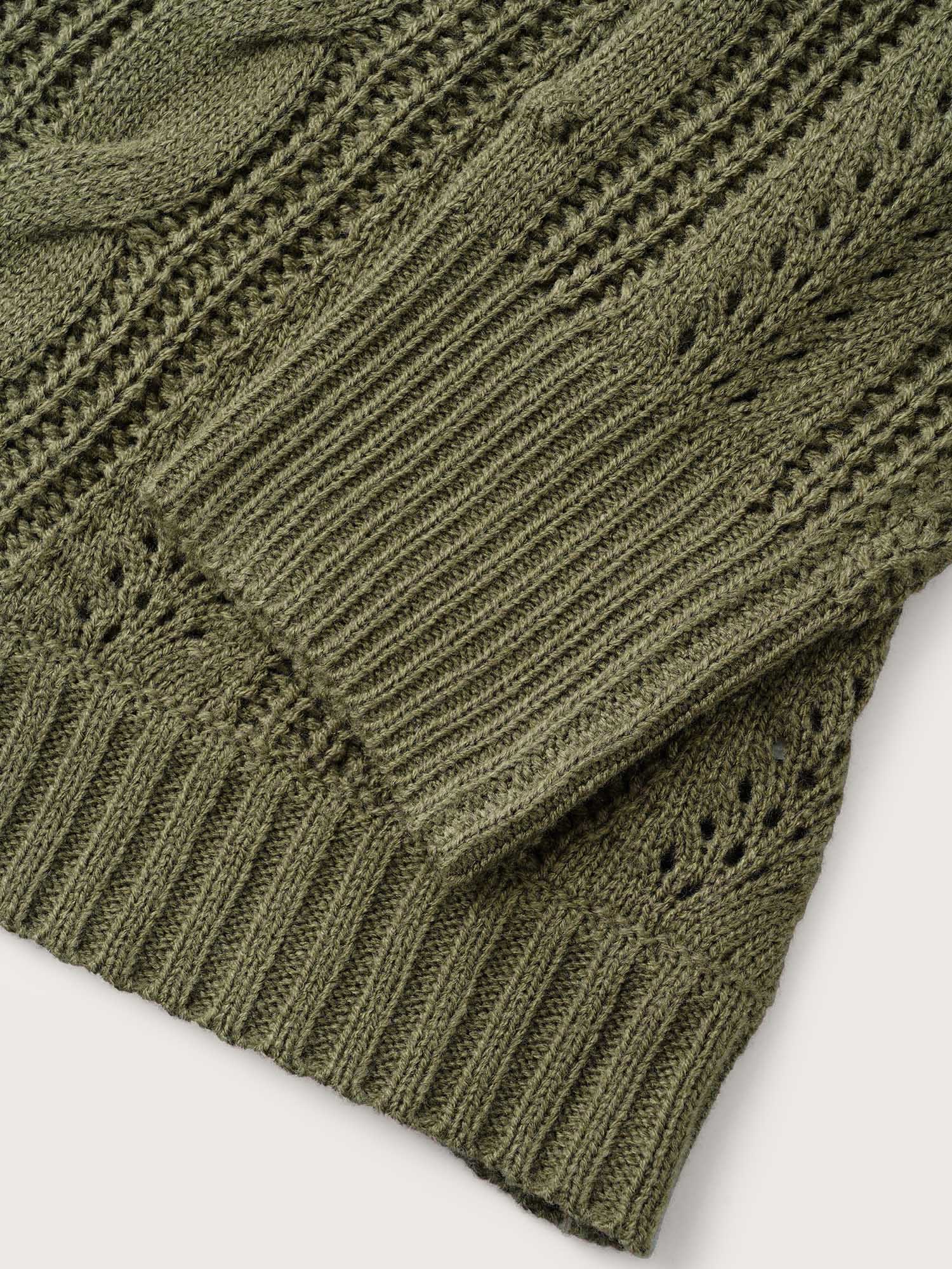 Solid Round Neck Cable Knit Pullover - Image 7