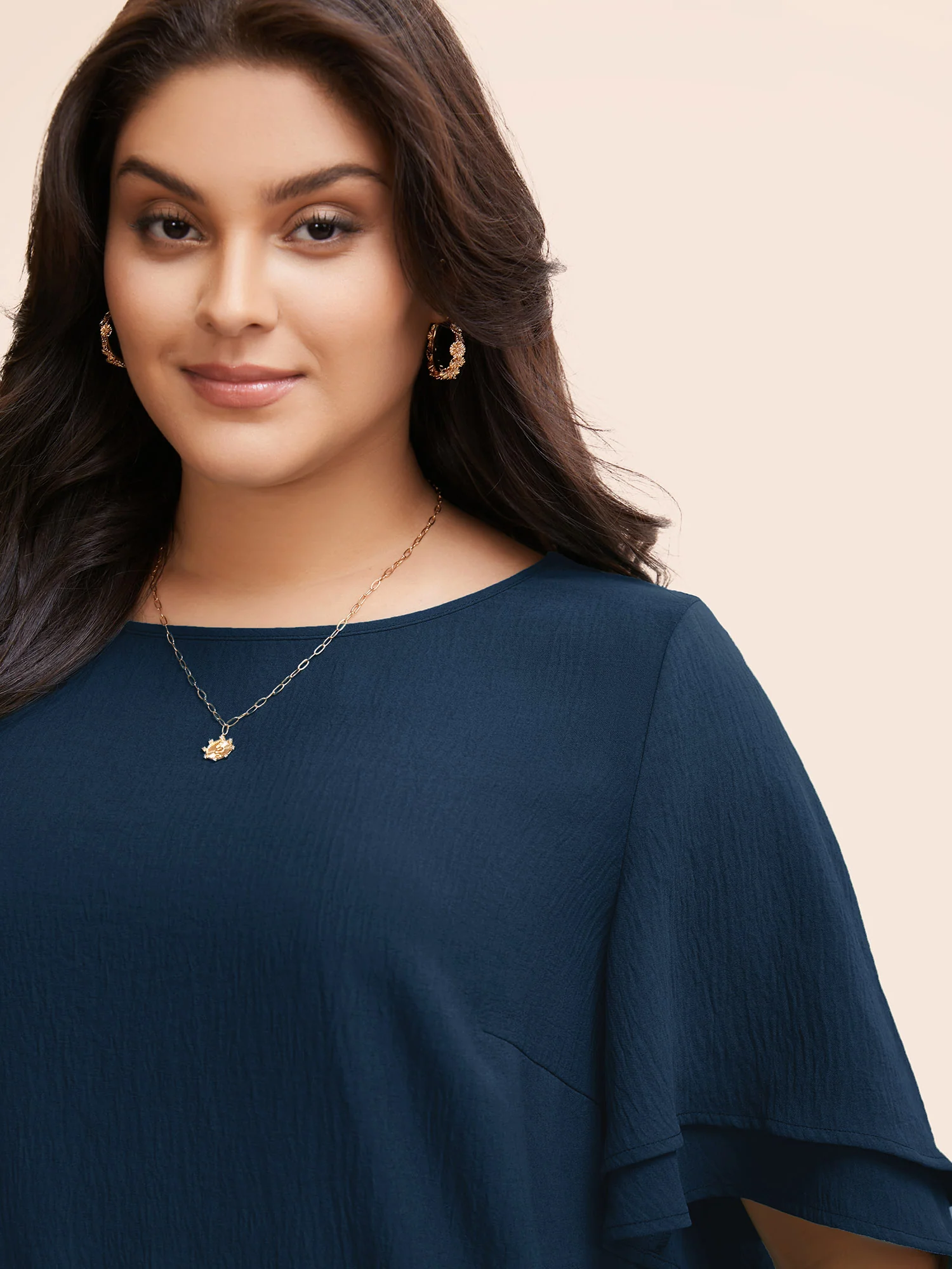Solid Tiered Ruffles Split Hem Blouse - Image 14