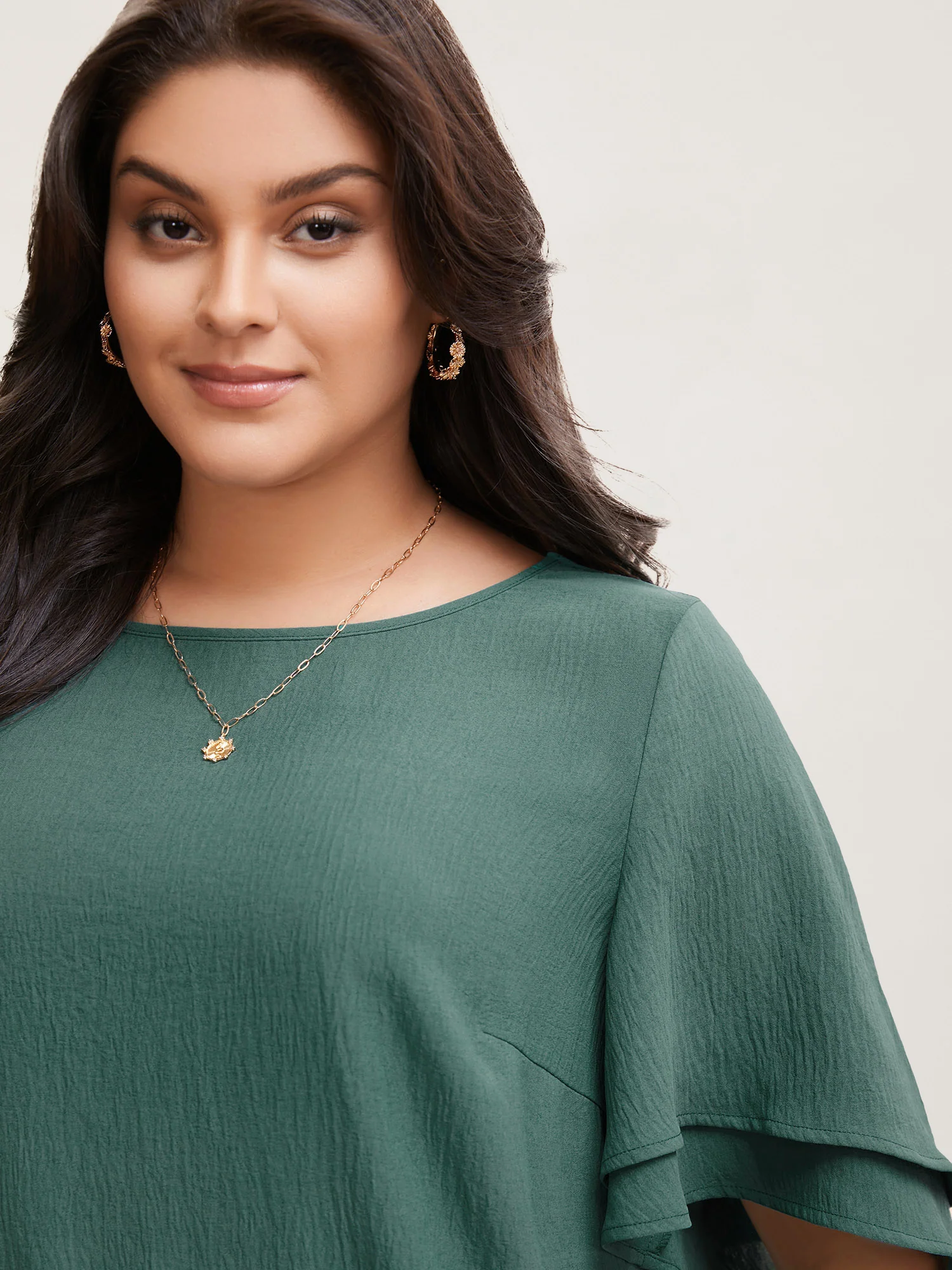 Solid Tiered Ruffles Split Hem Blouse - Image 7