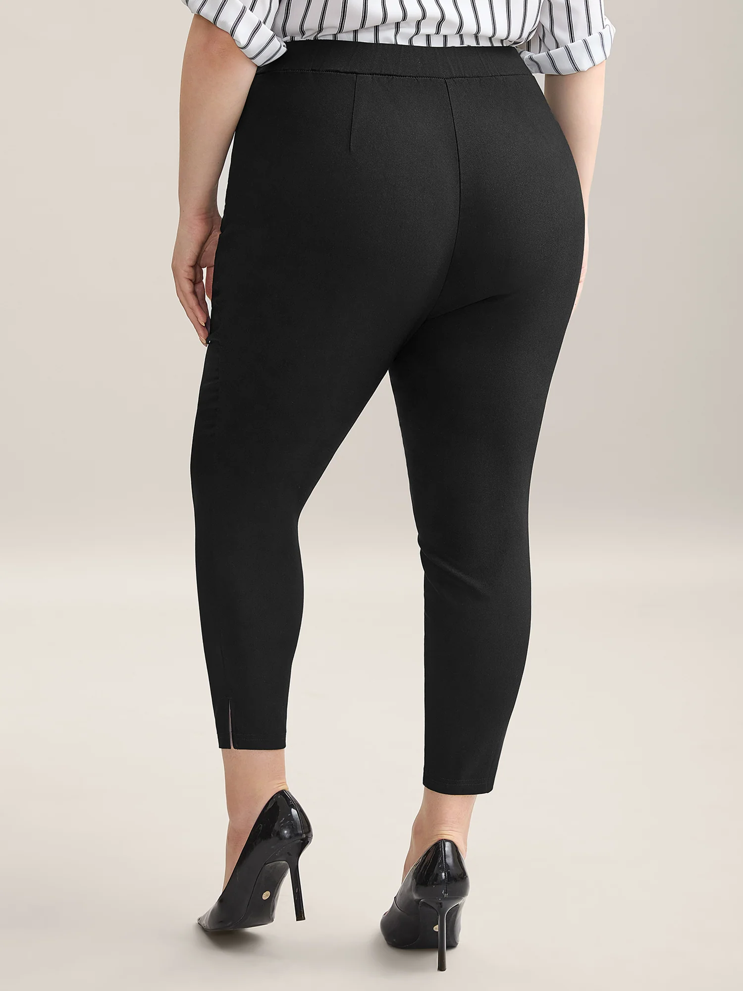Stretch Split Hem Pockets Skinny Pants - Image 5