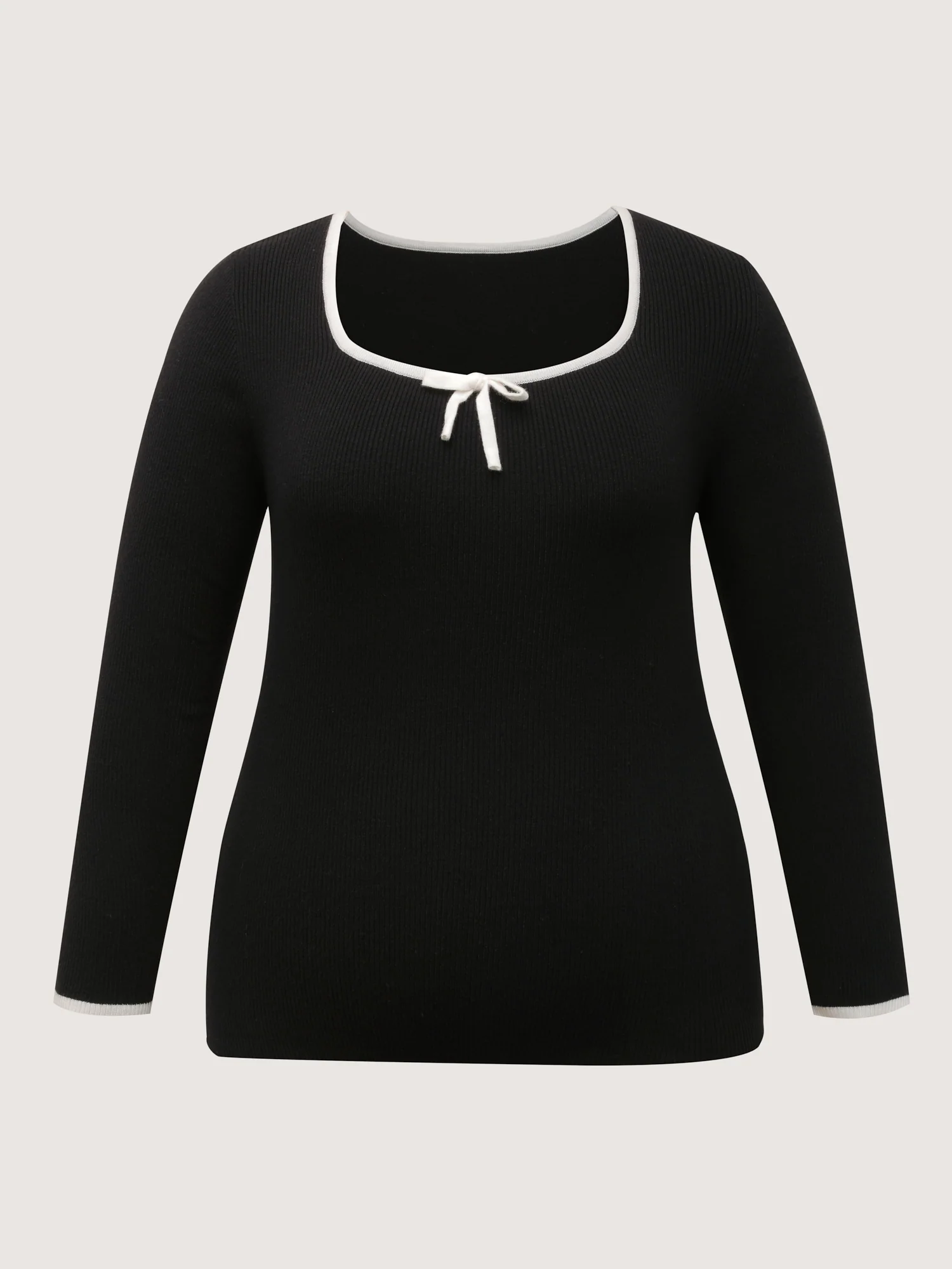 Square Neck Bowknot Fitted Pullover - Image 8