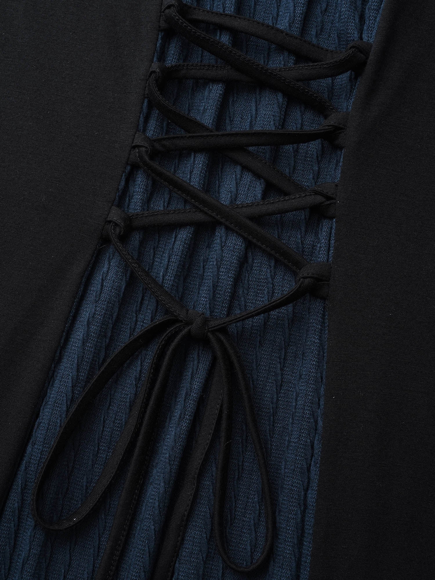 Square Neck Textured Patchwork Crisscross Dress - Image 7